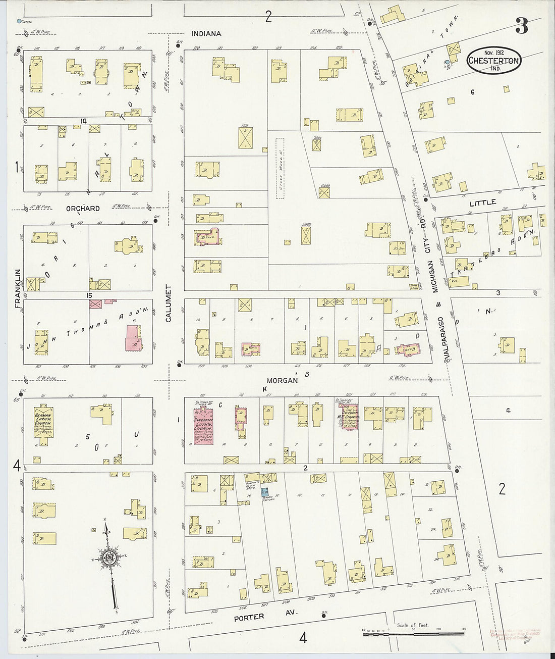 This old map of Porter, Porter County, Indiana was created by Sanborn Map Company in 1912