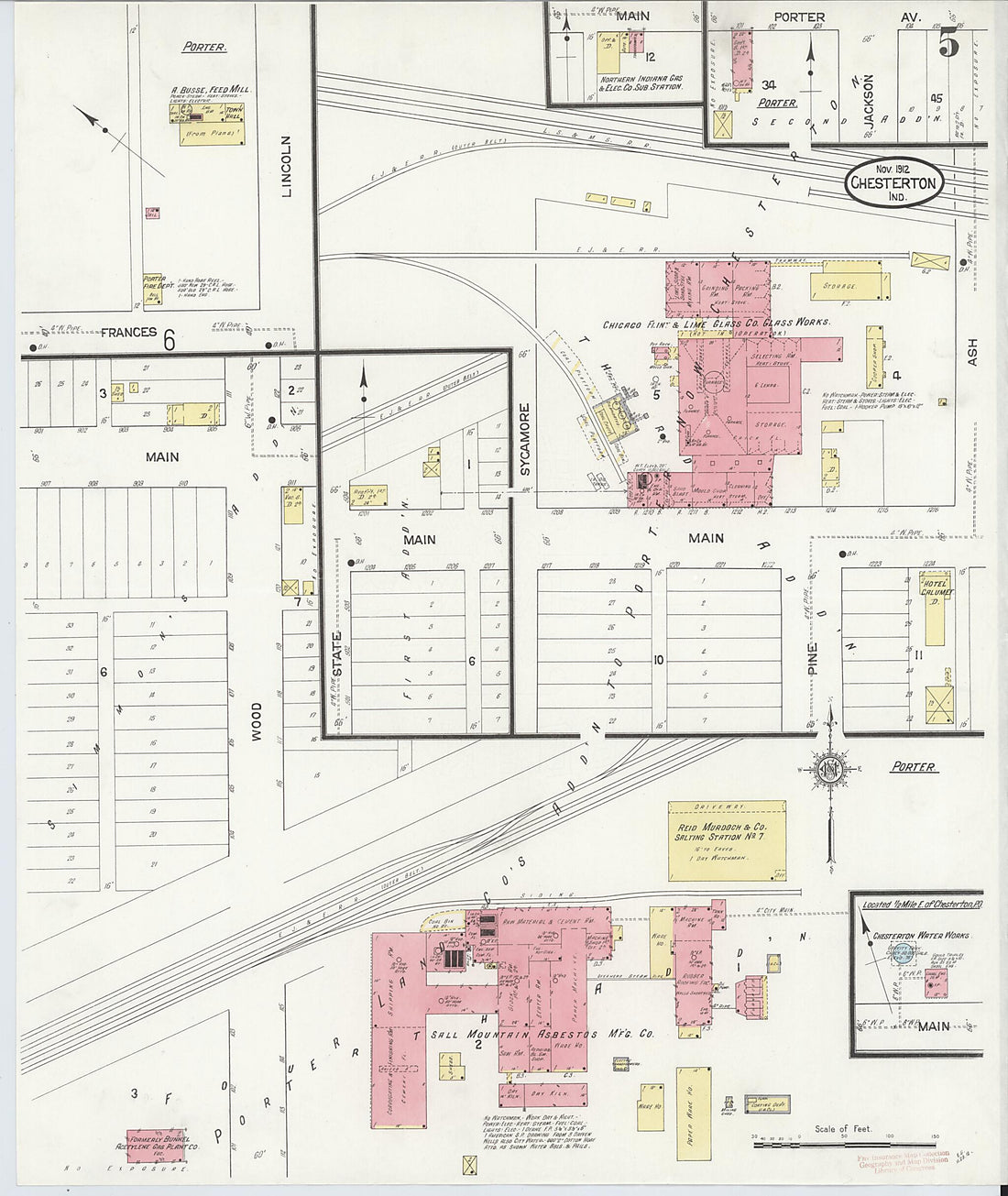 This old map of Porter, Porter County, Indiana was created by Sanborn Map Company in 1912