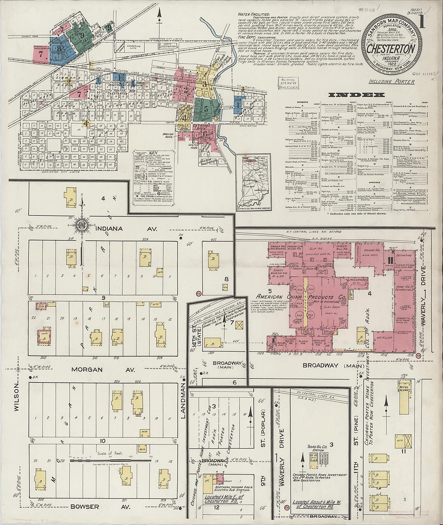 This old map of Porter, Porter County, Indiana was created by Sanborn Map Company in 1922