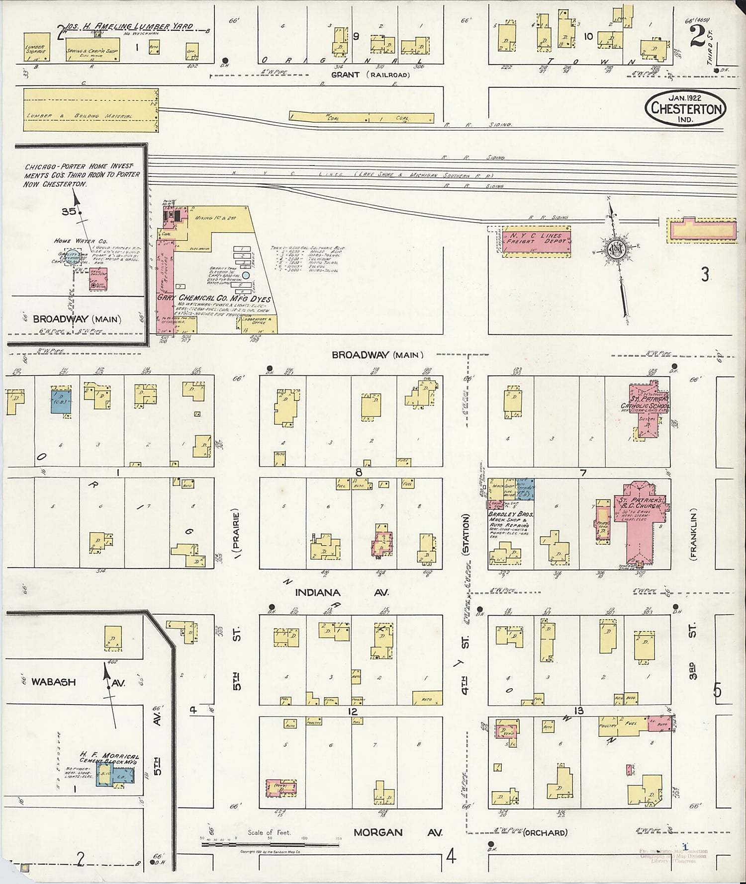 This old map of Porter, Porter County, Indiana was created by Sanborn Map Company in 1922