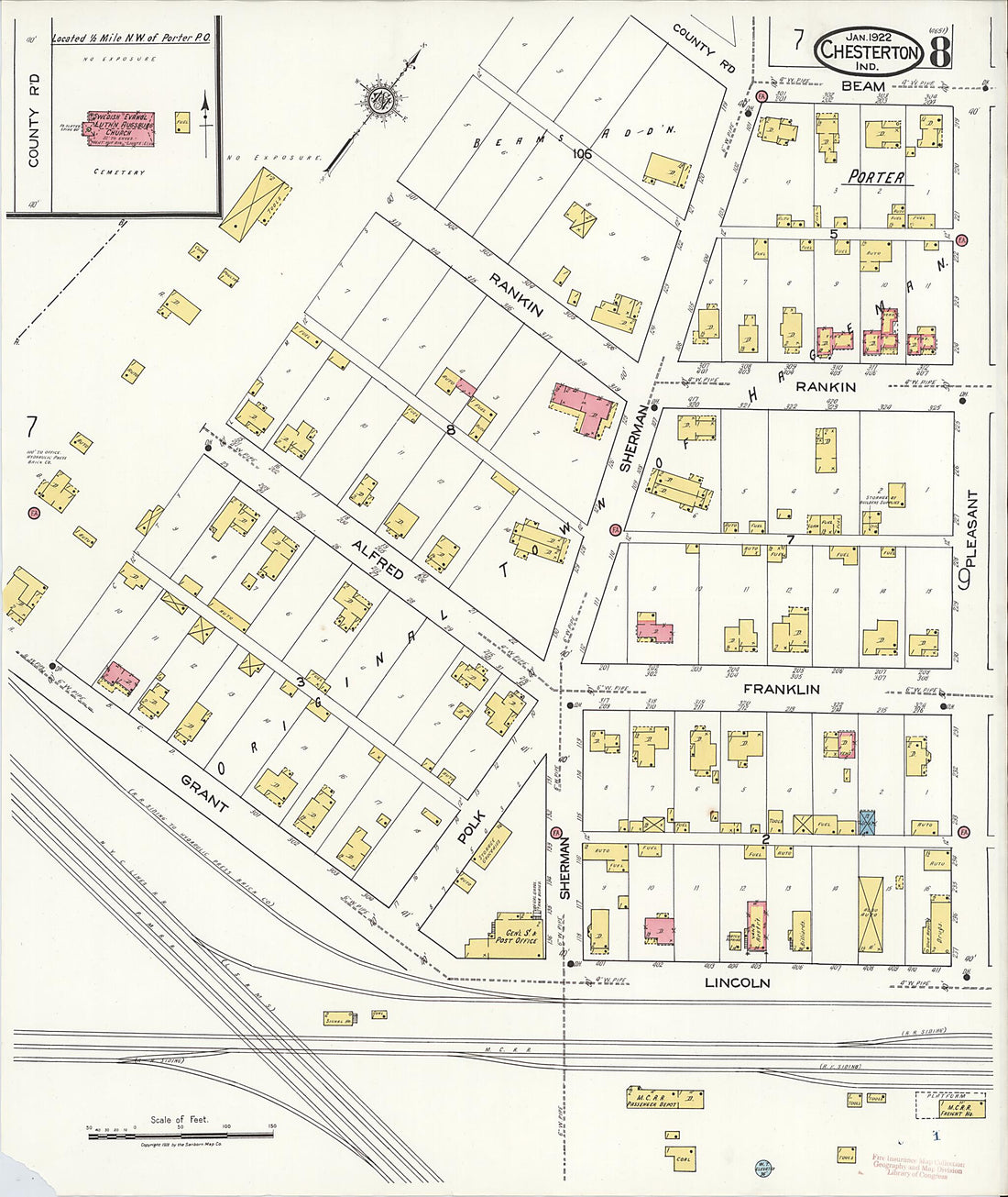 This old map of Porter, Porter County, Indiana was created by Sanborn Map Company in 1922