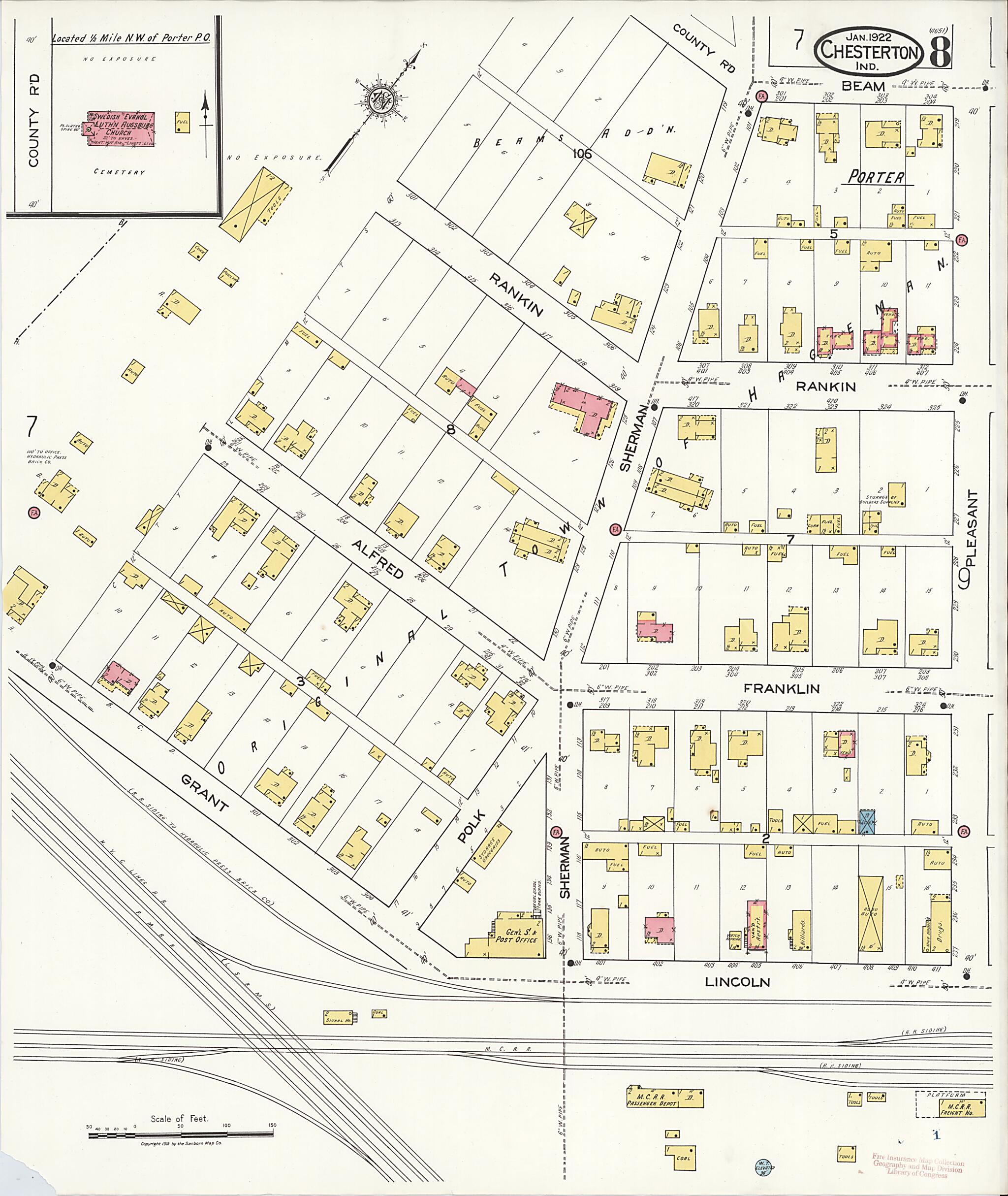 This old map of Porter, Porter County, Indiana was created by Sanborn Map Company in 1922