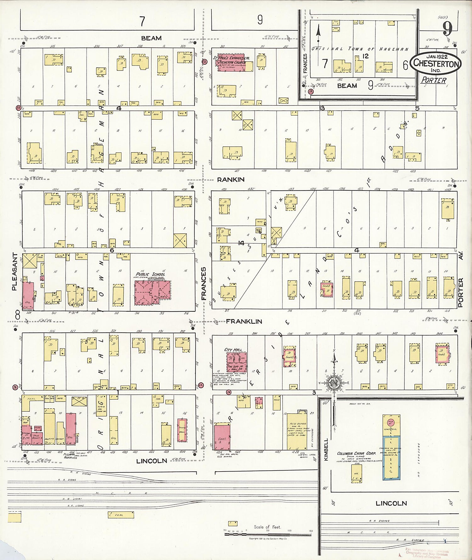 This old map of Porter, Porter County, Indiana was created by Sanborn Map Company in 1922