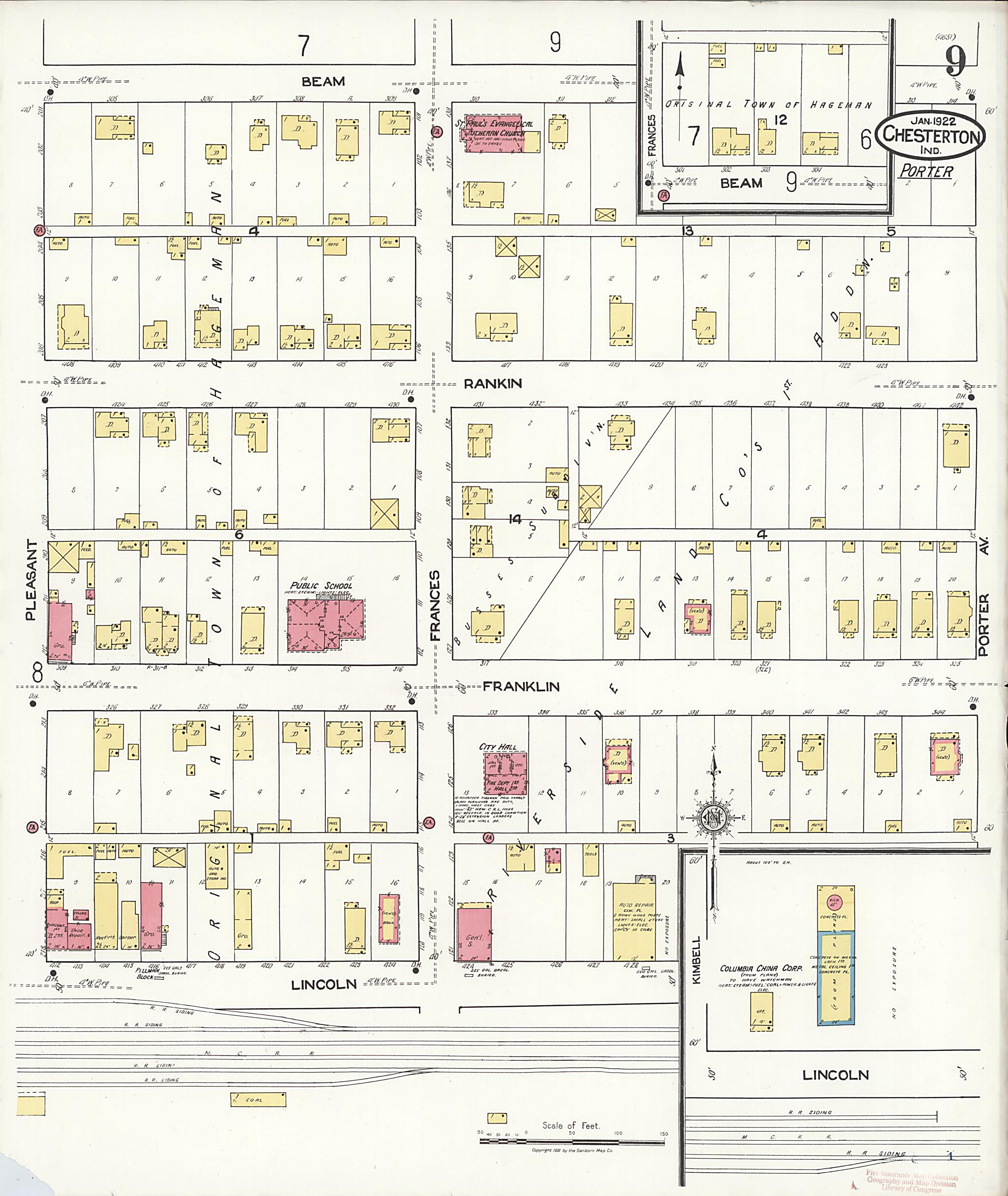 This old map of Porter, Porter County, Indiana was created by Sanborn Map Company in 1922