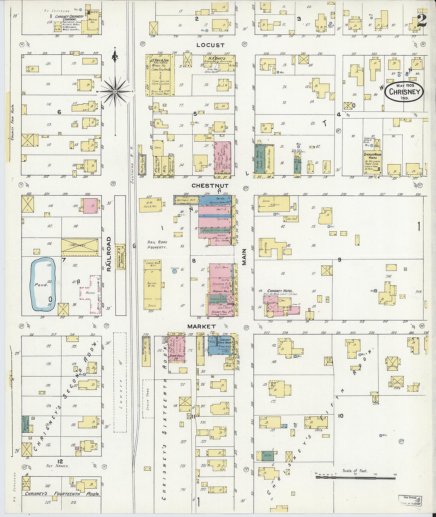 This old map of Chrisney, Spencer County, Indiana was created by Sanborn Map Company in 1909