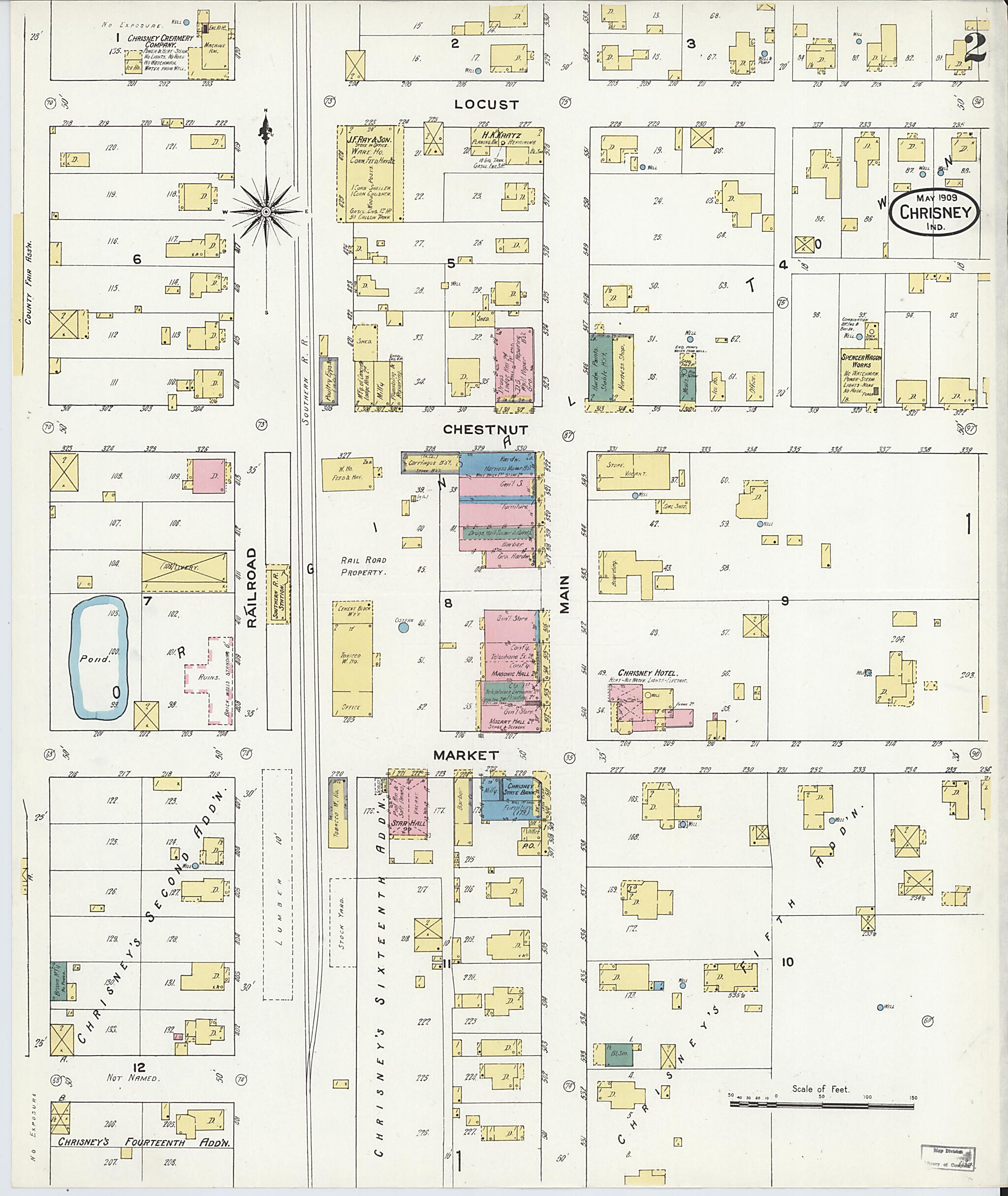 This old map of Chrisney, Spencer County, Indiana was created by Sanborn Map Company in 1909