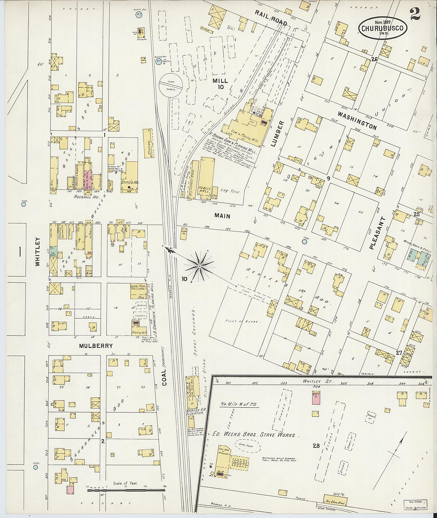 This old map of Churubusco, Whitley County, Indiana was created by Sanborn Map Company in 1897