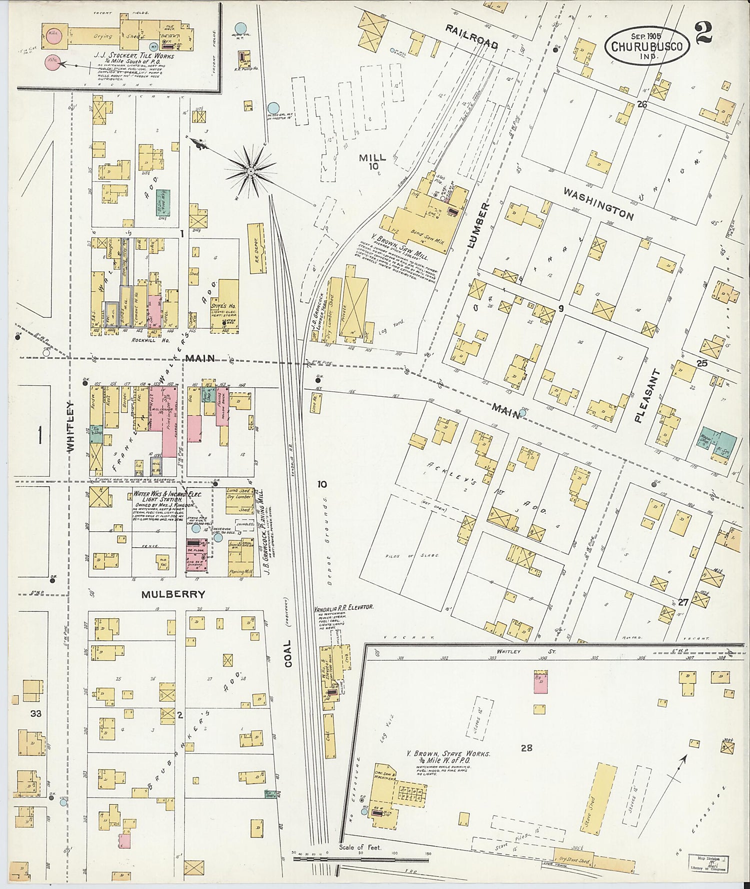 This old map of Churubusco, Whitley County, Indiana was created by Sanborn Map Company in 1905