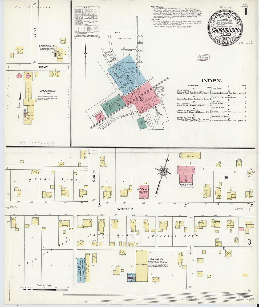 This old map of Churubusco, Whitley County, Indiana was created by Sanborn Map Company in 1911