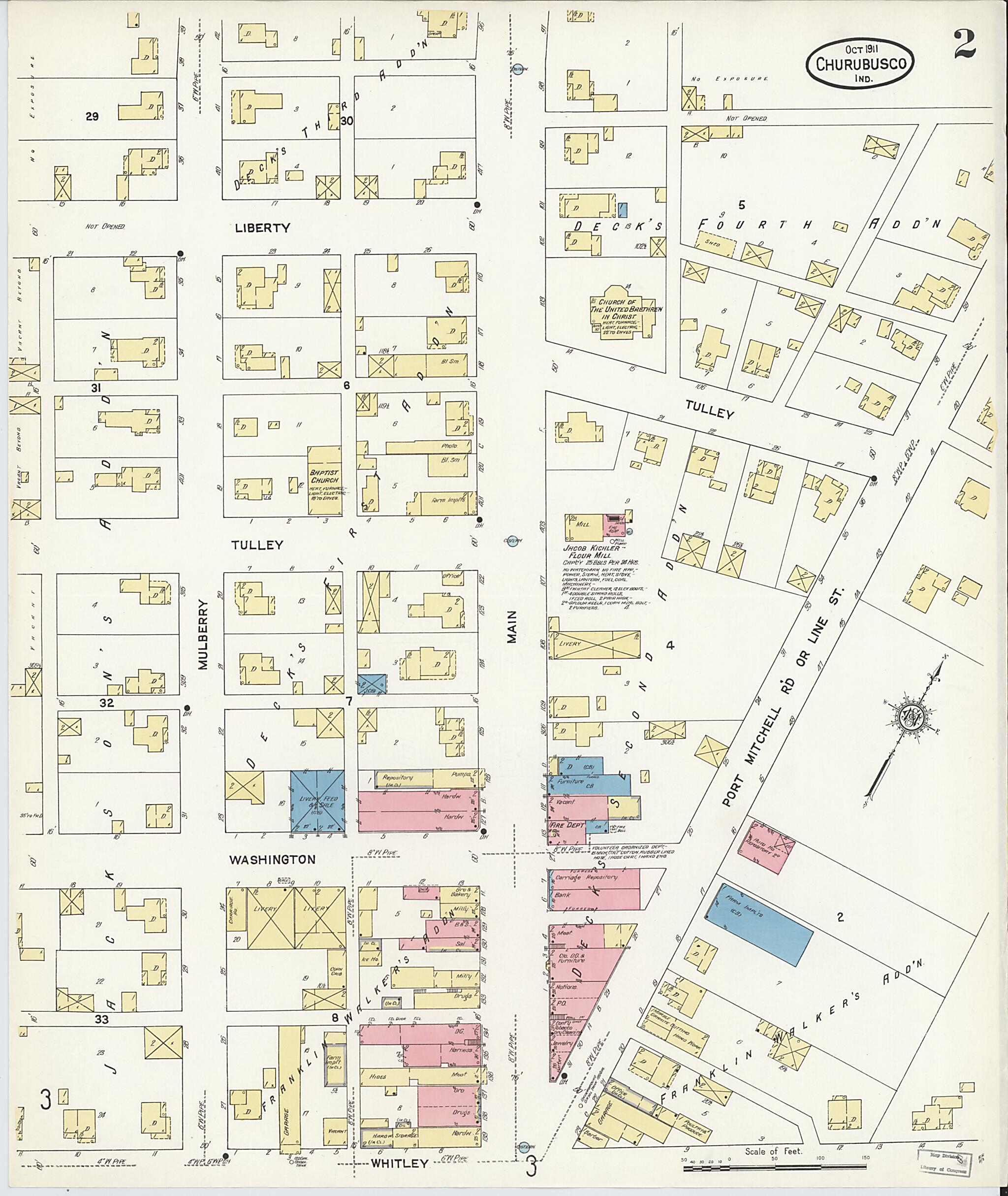 This old map of Churubusco, Whitley County, Indiana was created by Sanborn Map Company in 1911