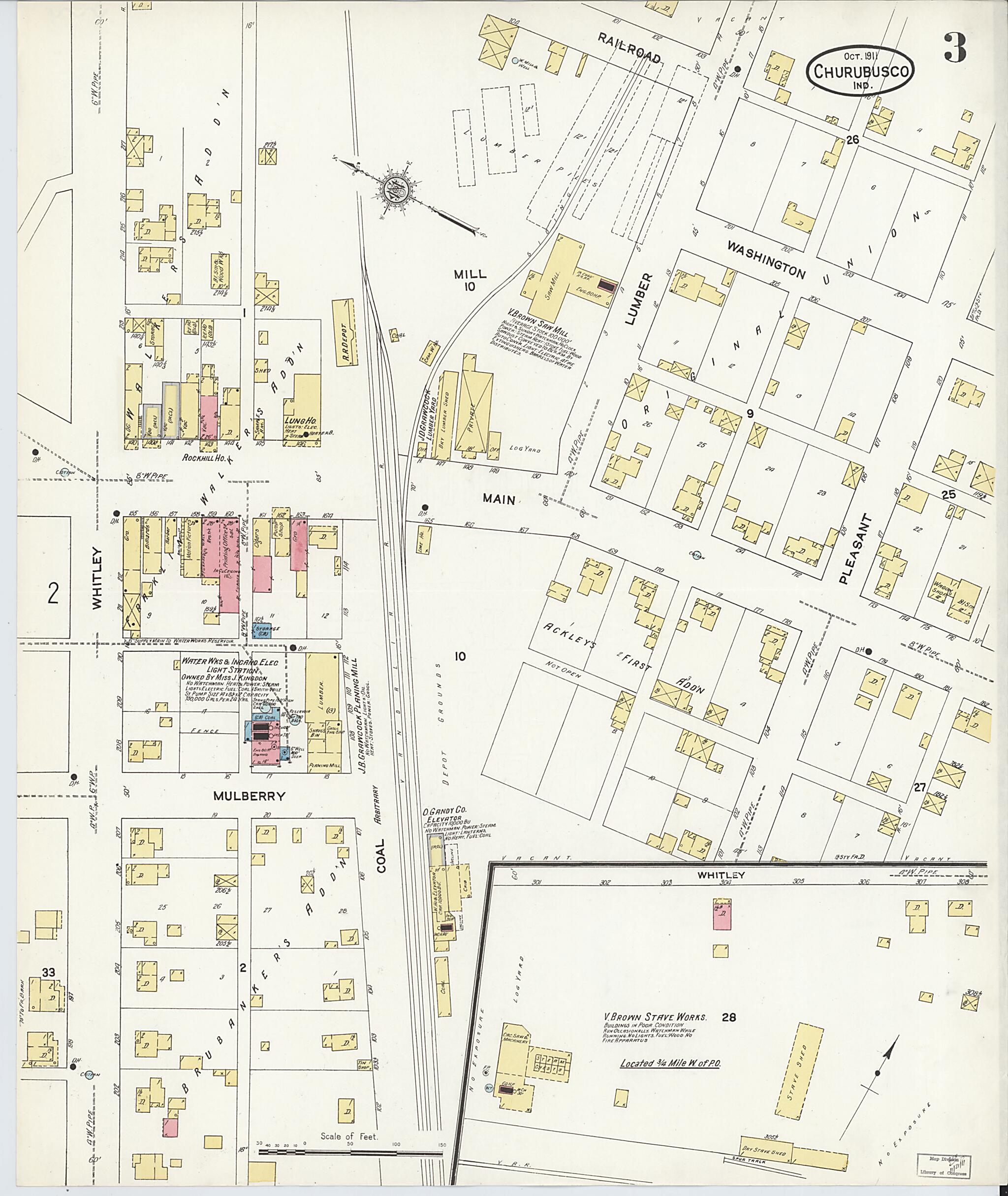 This old map of Churubusco, Whitley County, Indiana was created by Sanborn Map Company in 1911