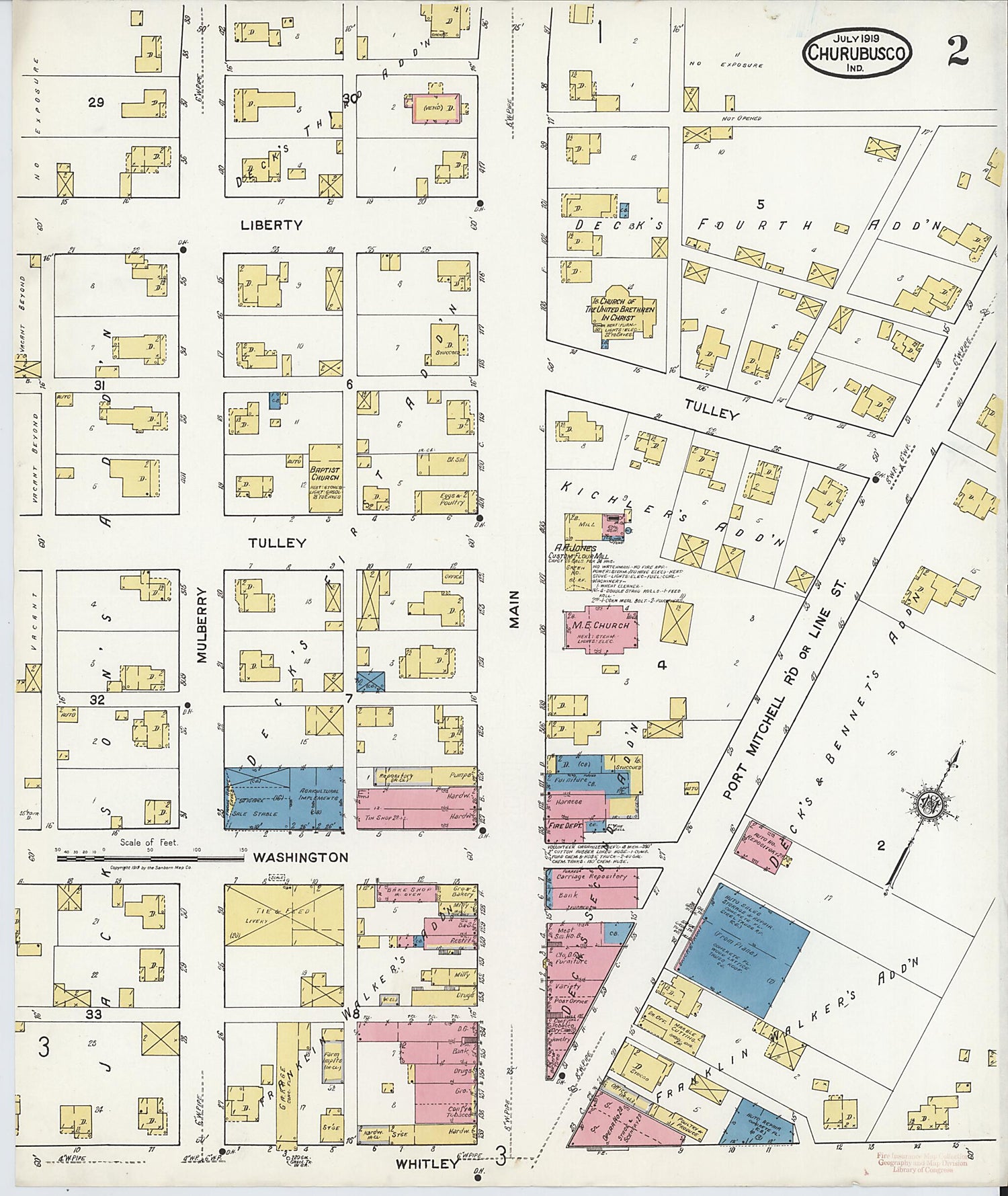 This old map of Churubusco, Whitley County, Indiana was created by Sanborn Map Company in 1919