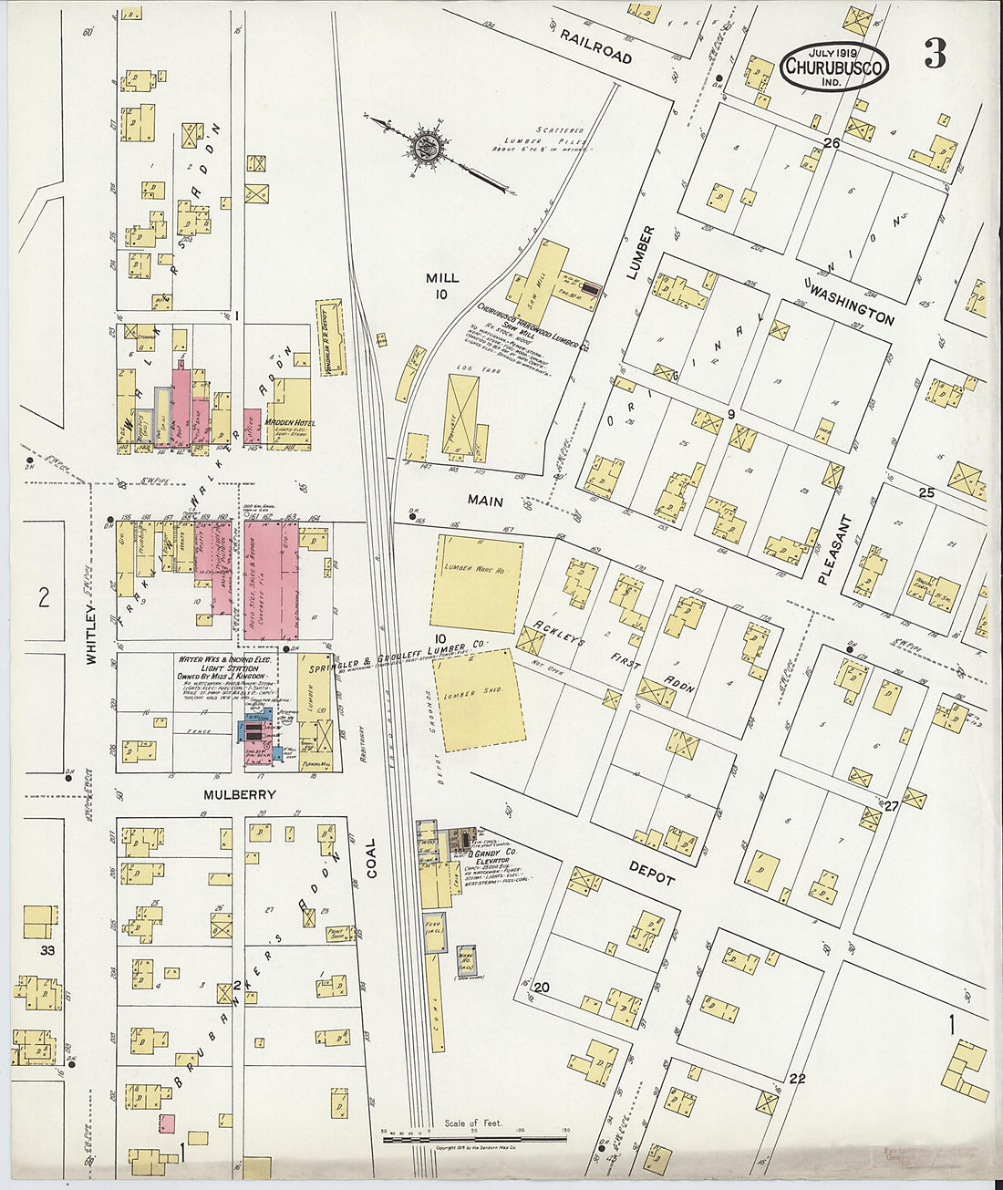 This old map of Churubusco, Whitley County, Indiana was created by Sanborn Map Company in 1919