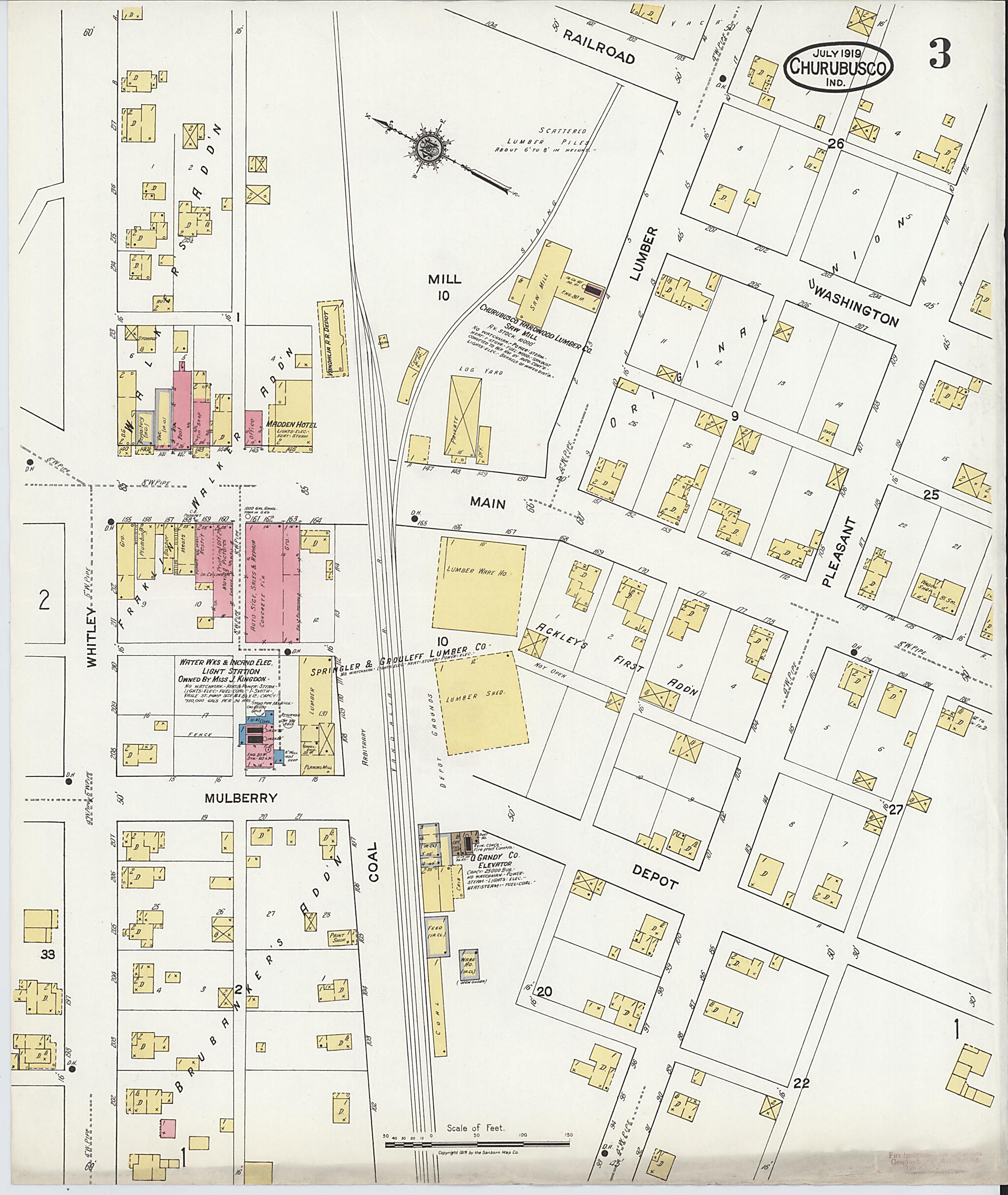 This old map of Churubusco, Whitley County, Indiana was created by Sanborn Map Company in 1919