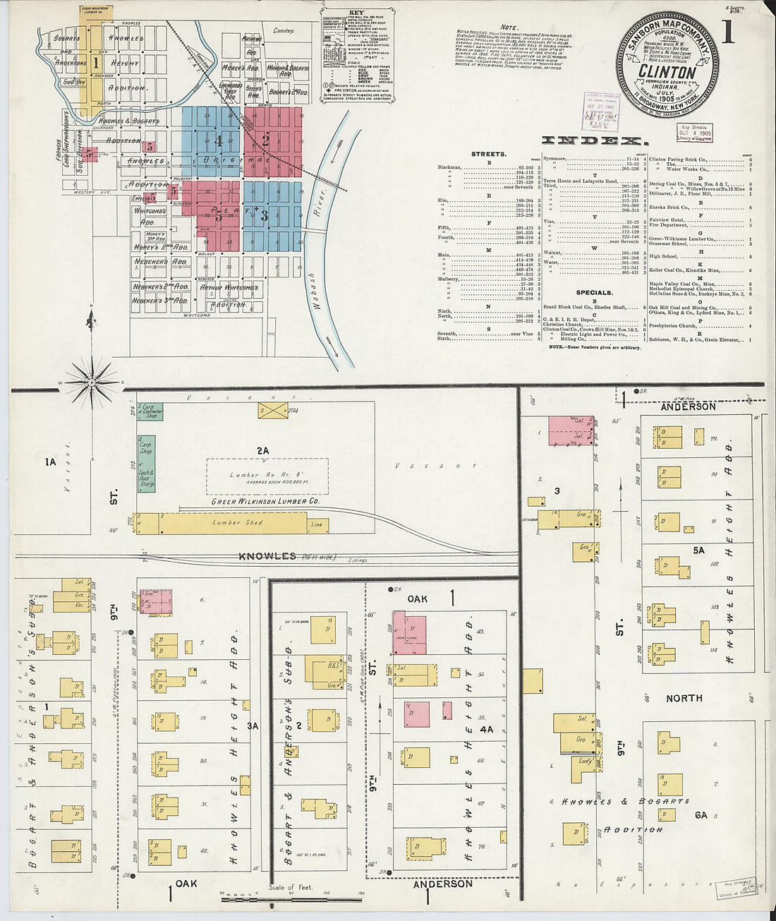 This old map of Clinton, Vermillion County, Indiana was created by Sanborn Map Company in 1905