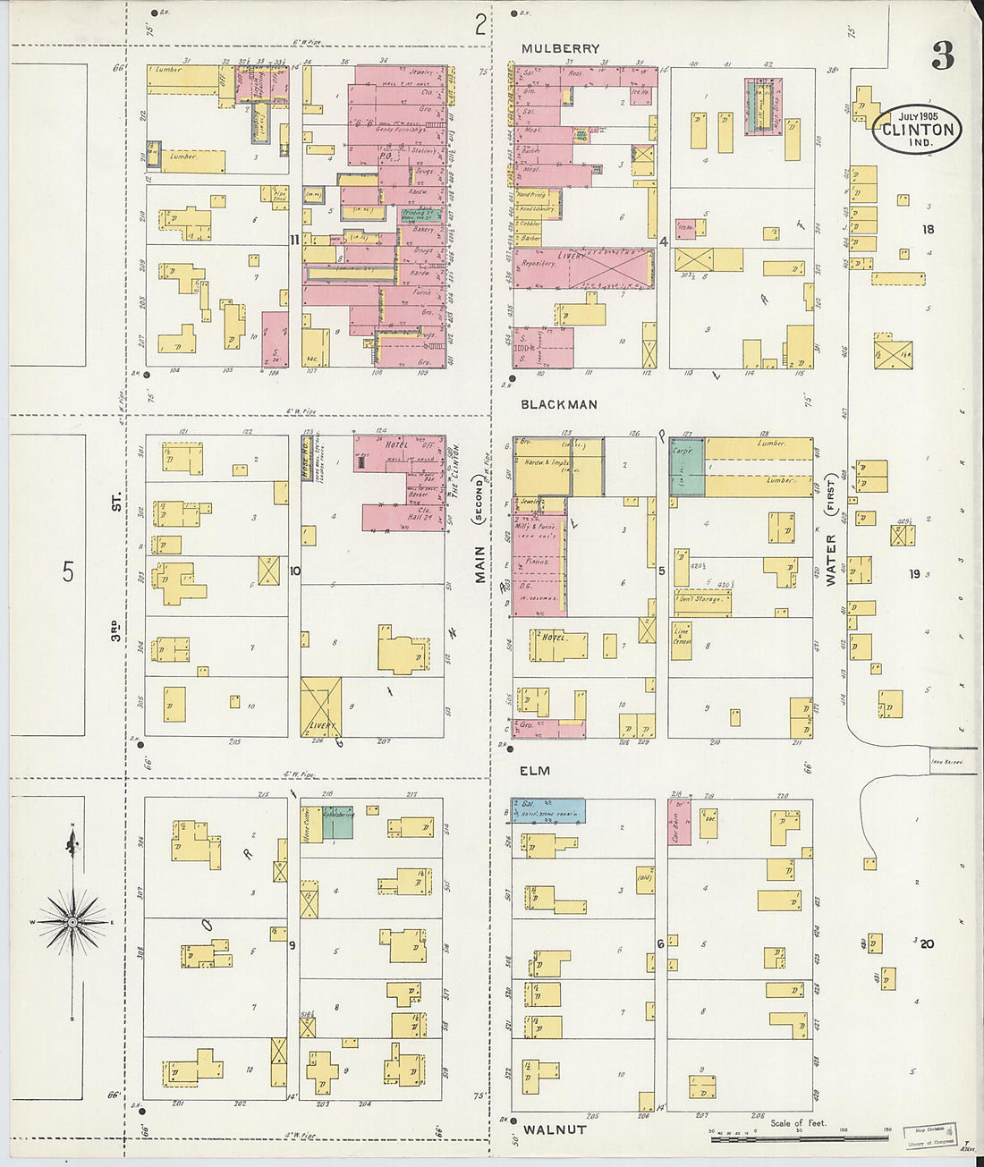 This old map of Clinton, Vermillion County, Indiana was created by Sanborn Map Company in 1905