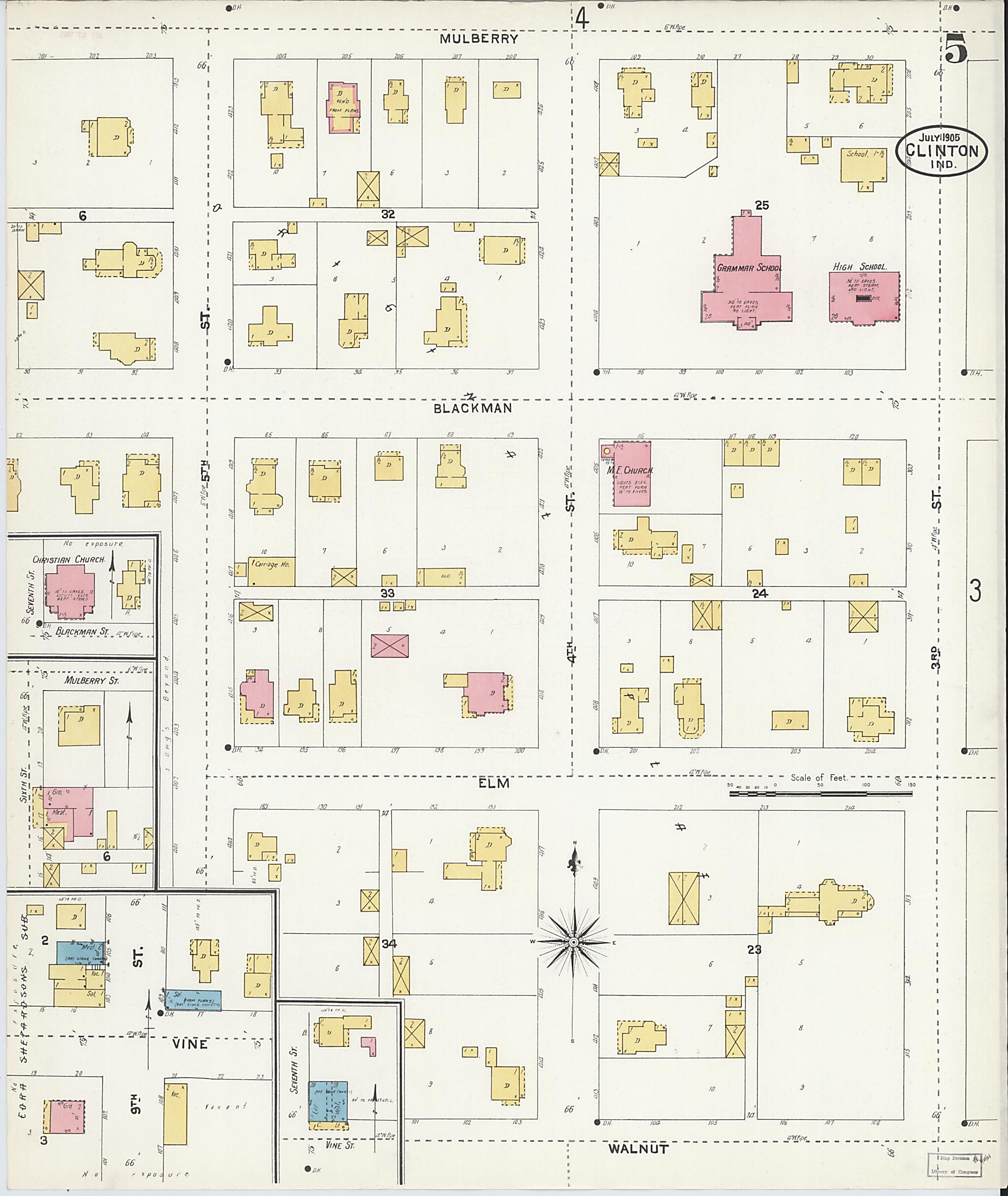 This old map of Clinton, Vermillion County, Indiana was created by Sanborn Map Company in 1905