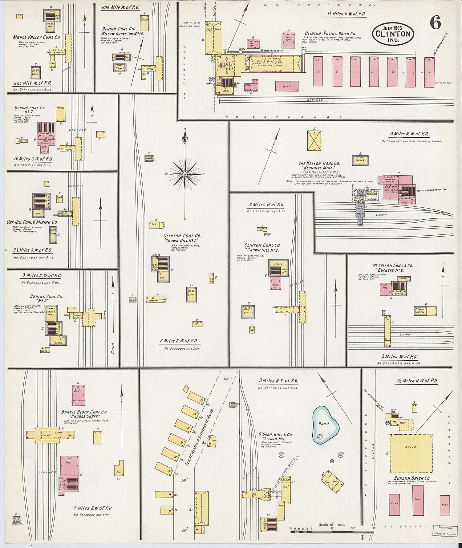 This old map of Clinton, Vermillion County, Indiana was created by Sanborn Map Company in 1905