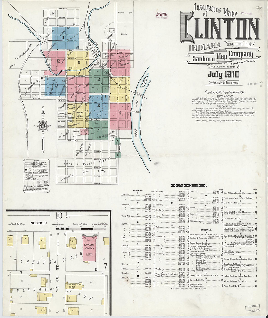 This old map of Clinton, Vermillion County, Indiana was created by Sanborn Map Company in 1910