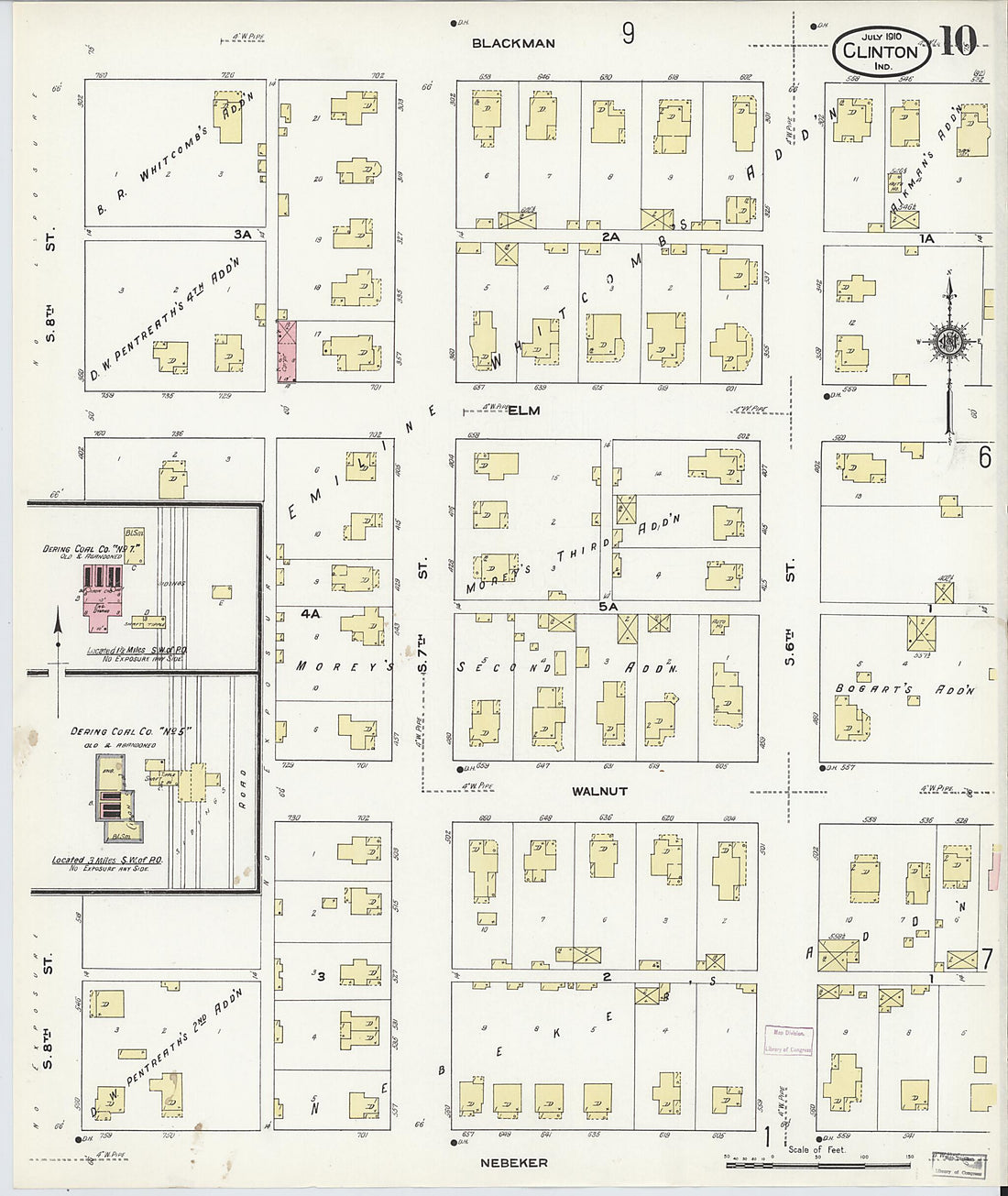 This old map of Clinton, Vermillion County, Indiana was created by Sanborn Map Company in 1910