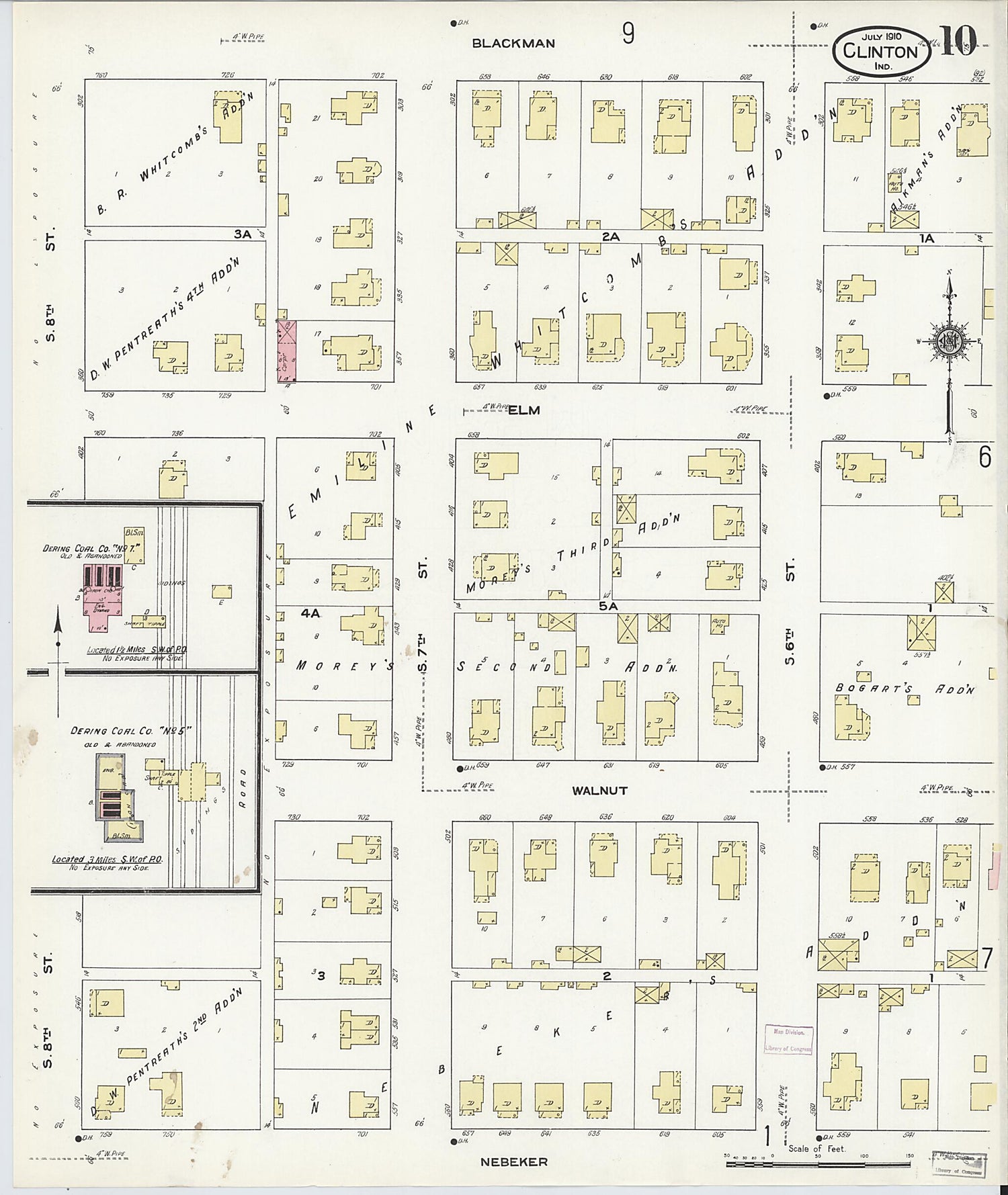 This old map of Clinton, Vermillion County, Indiana was created by Sanborn Map Company in 1910