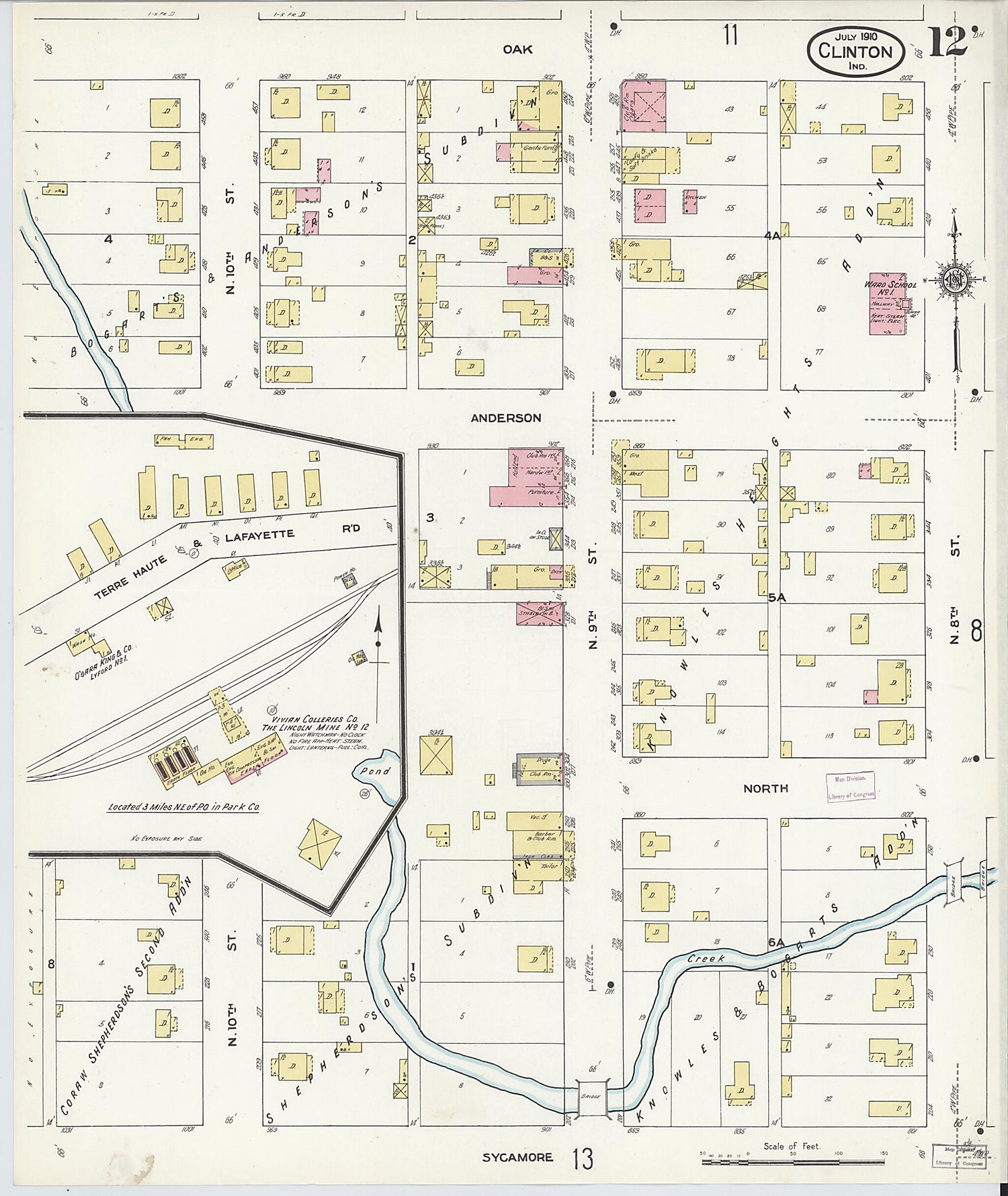 This old map of Clinton, Vermillion County, Indiana was created by Sanborn Map Company in 1910