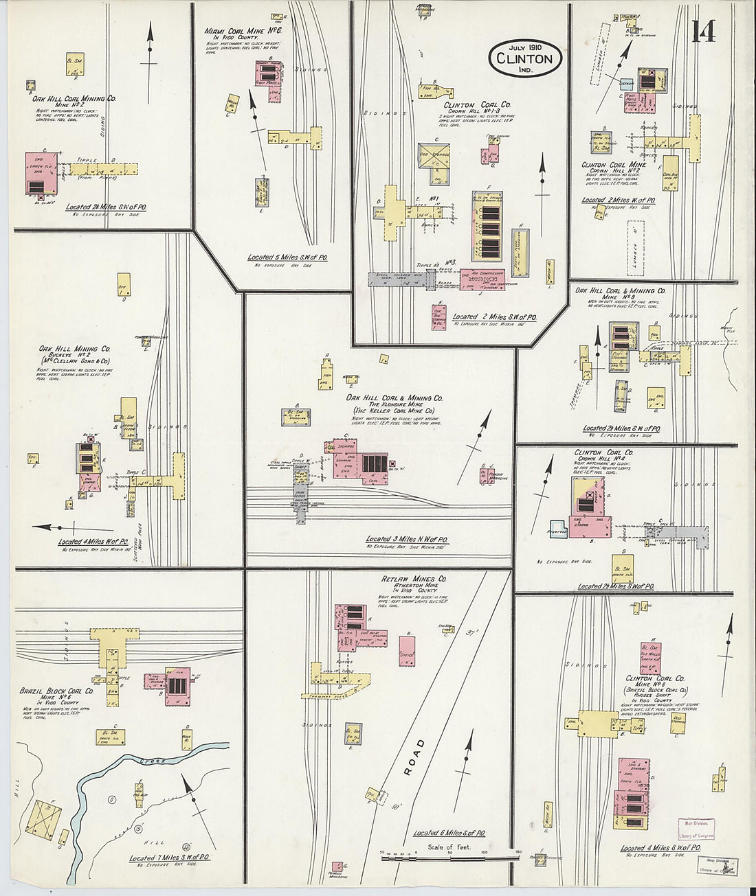 This old map of Clinton, Vermillion County, Indiana was created by Sanborn Map Company in 1910