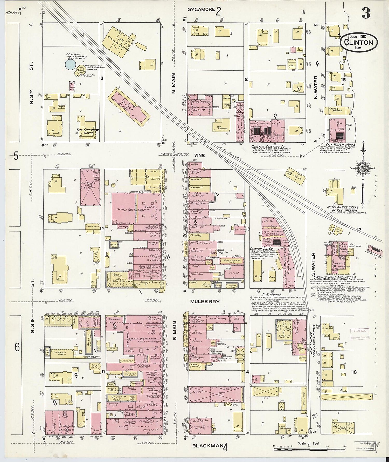 This old map of Clinton, Vermillion County, Indiana was created by Sanborn Map Company in 1910