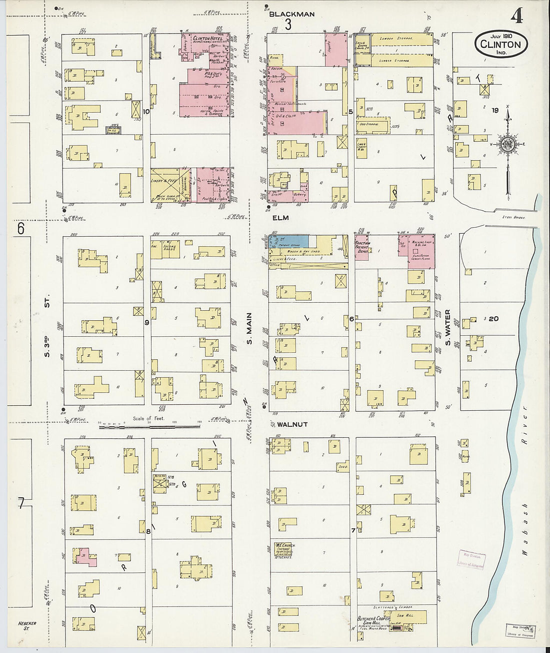 This old map of Clinton, Vermillion County, Indiana was created by Sanborn Map Company in 1910