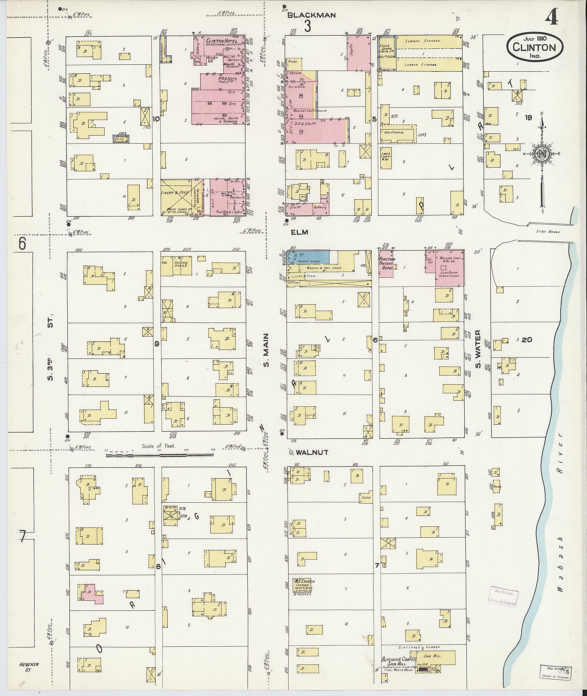 This old map of Clinton, Vermillion County, Indiana was created by Sanborn Map Company in 1910