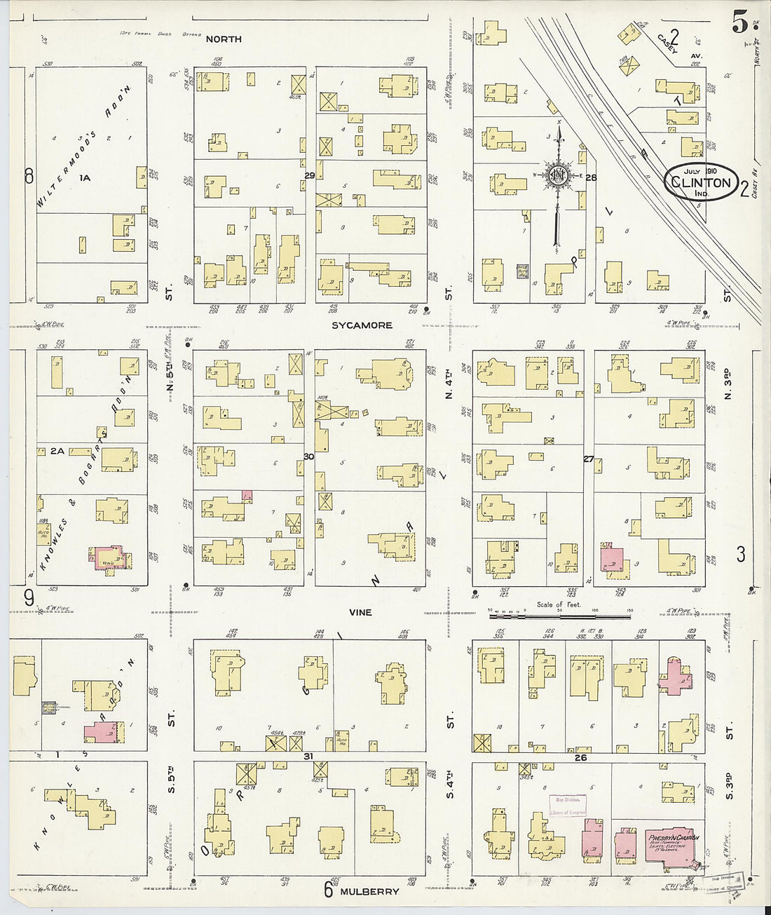 This old map of Clinton, Vermillion County, Indiana was created by Sanborn Map Company in 1910