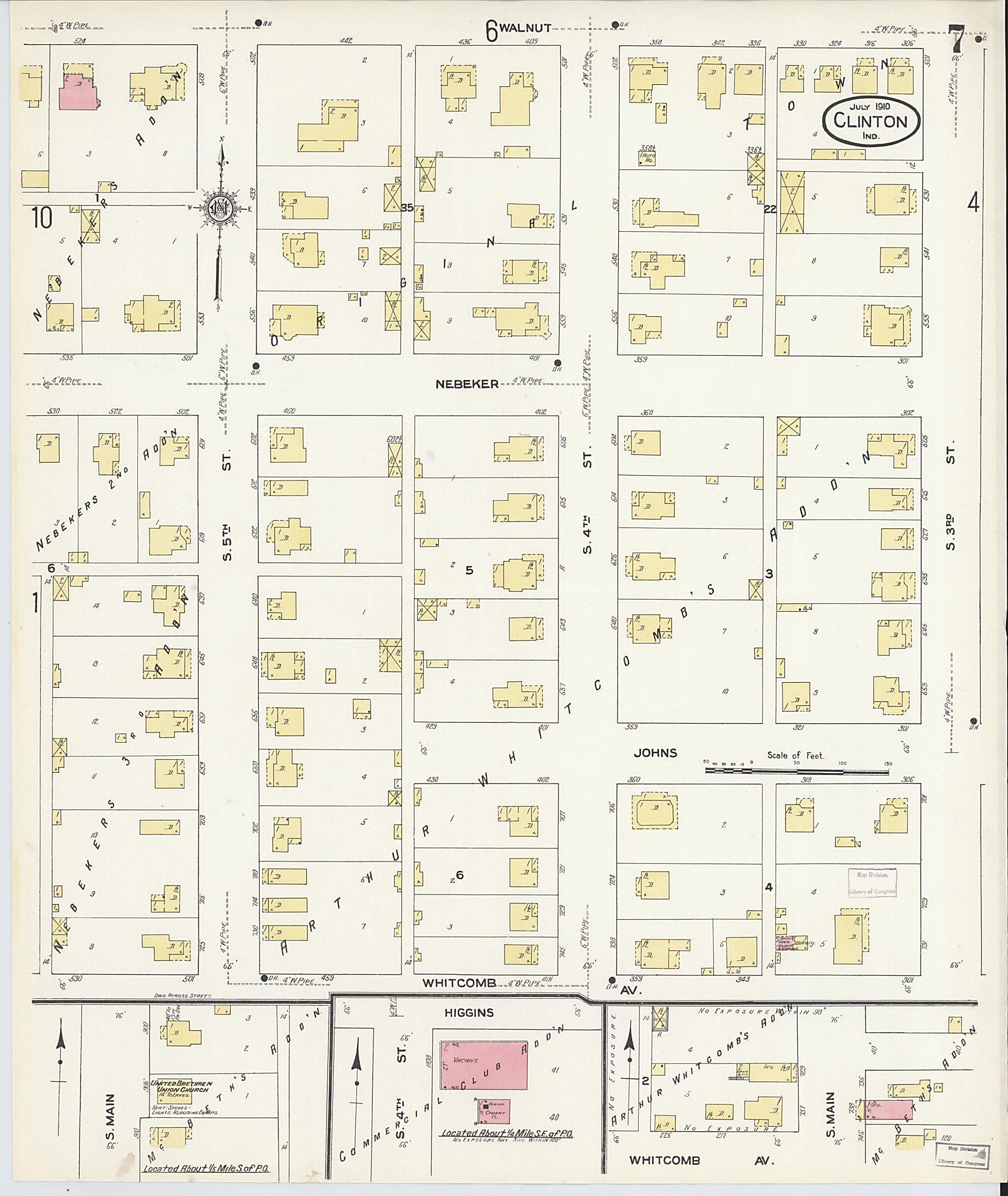 This old map of Clinton, Vermillion County, Indiana was created by Sanborn Map Company in 1910