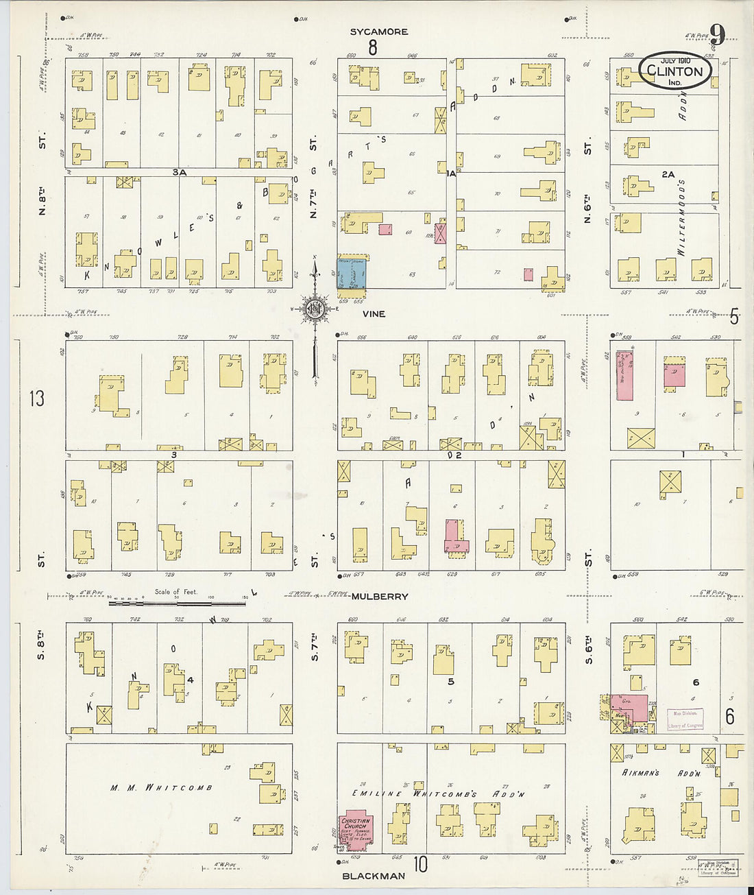 This old map of Clinton, Vermillion County, Indiana was created by Sanborn Map Company in 1910