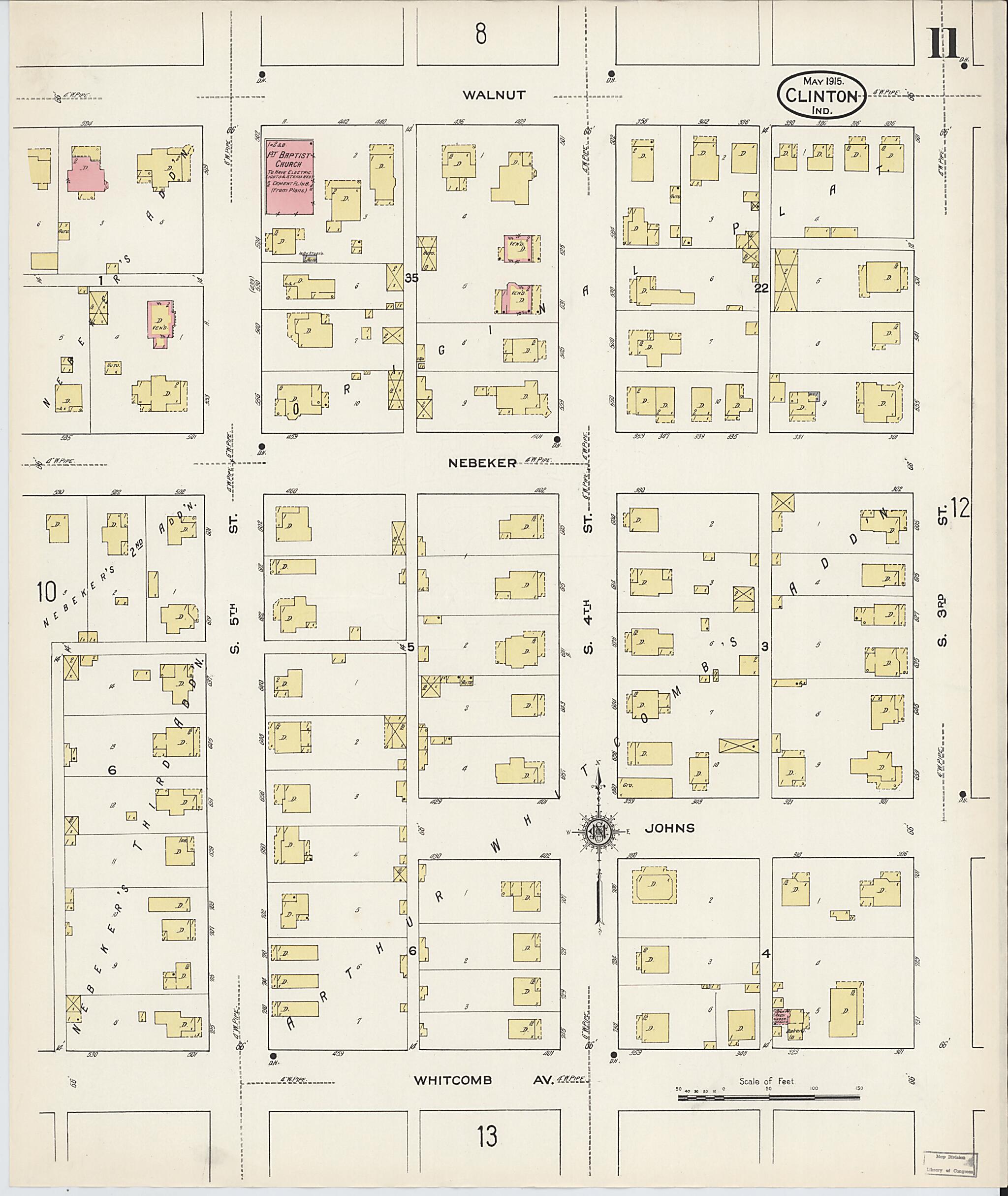 This old map of Clinton, Vermillion County, Indiana was created by Sanborn Map Company in 1915