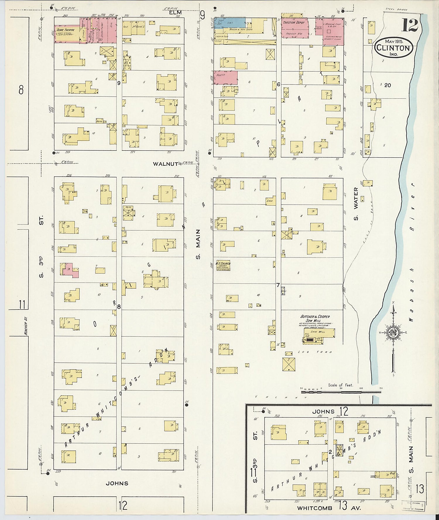 This old map of Clinton, Vermillion County, Indiana was created by Sanborn Map Company in 1915