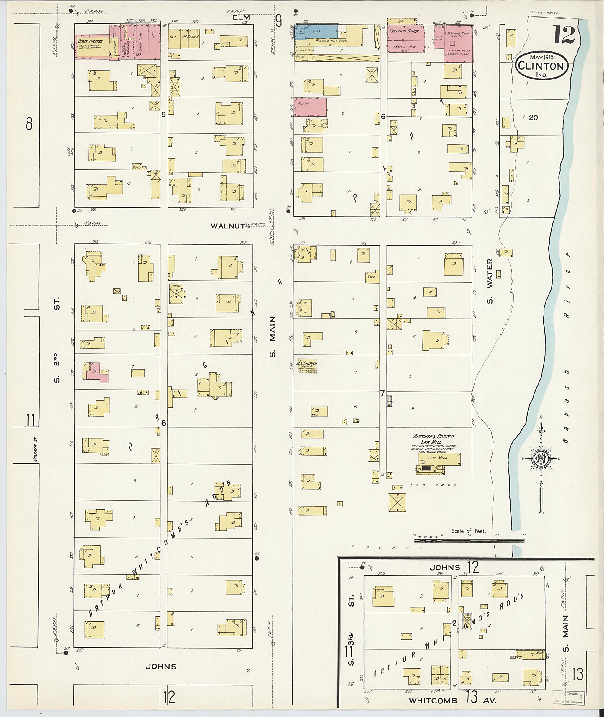 This old map of Clinton, Vermillion County, Indiana was created by Sanborn Map Company in 1915