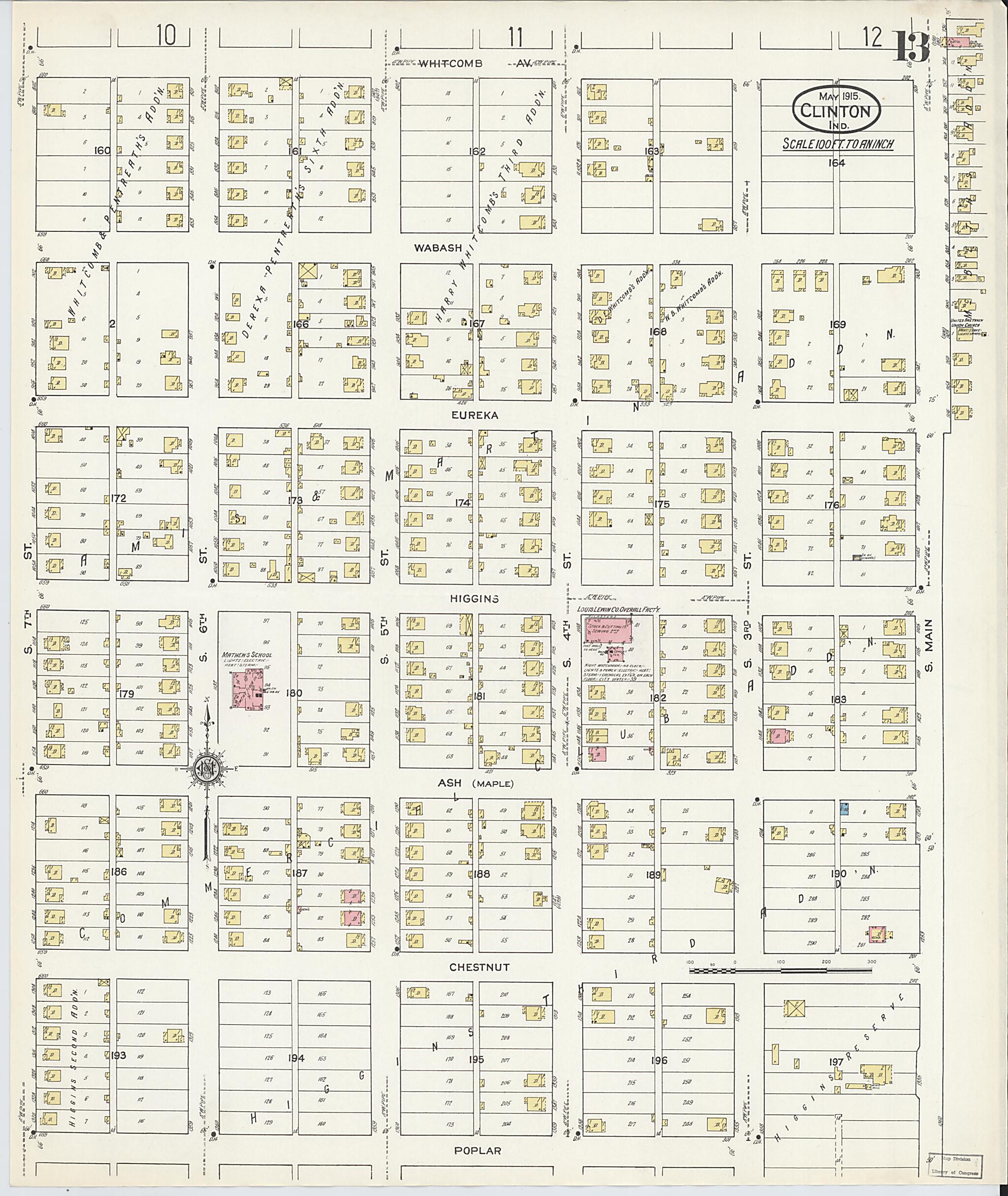 This old map of Clinton, Vermillion County, Indiana was created by Sanborn Map Company in 1915