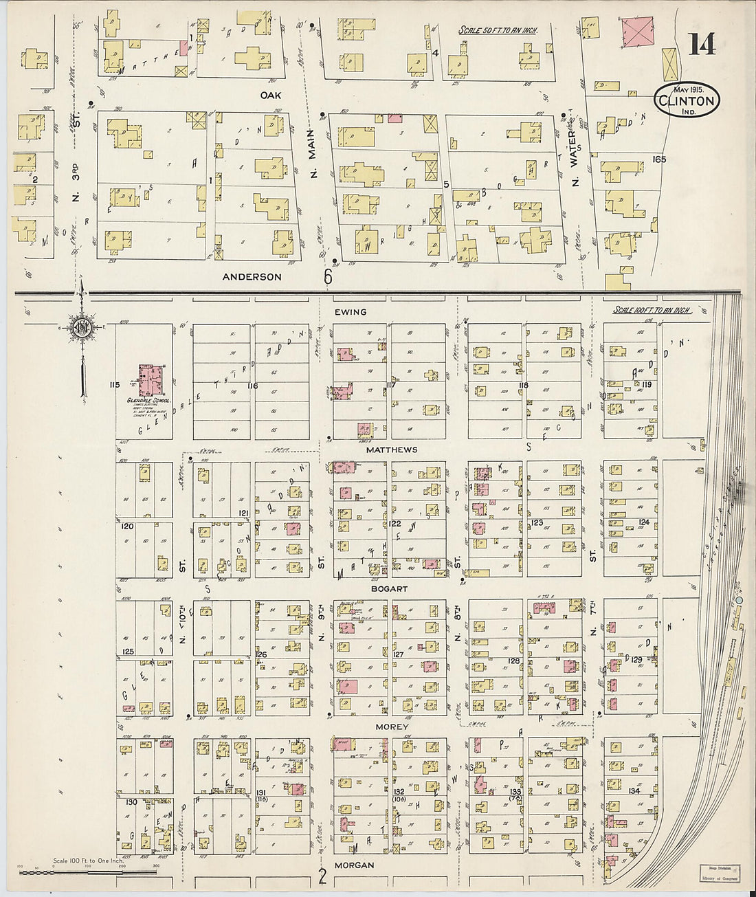 This old map of Clinton, Vermillion County, Indiana was created by Sanborn Map Company in 1915