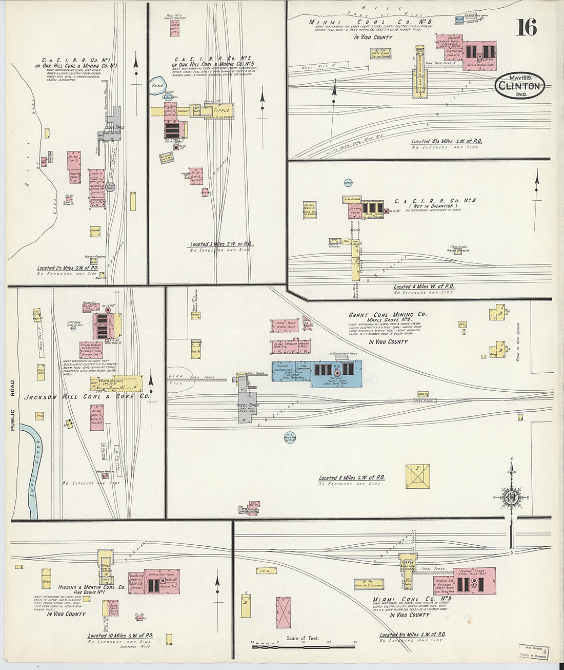 This old map of Clinton, Vermillion County, Indiana was created by Sanborn Map Company in 1915