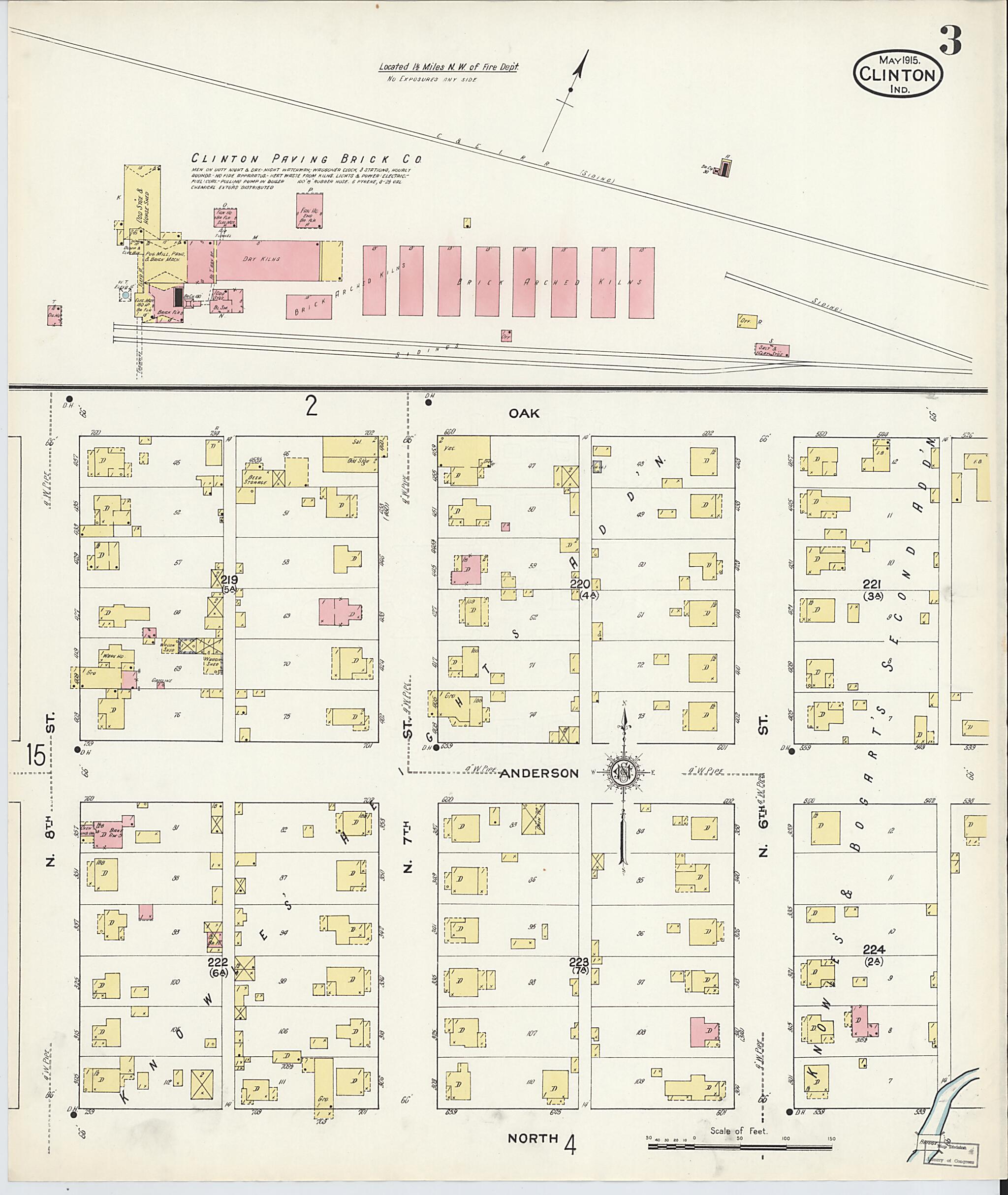 This old map of Clinton, Vermillion County, Indiana was created by Sanborn Map Company in 1915