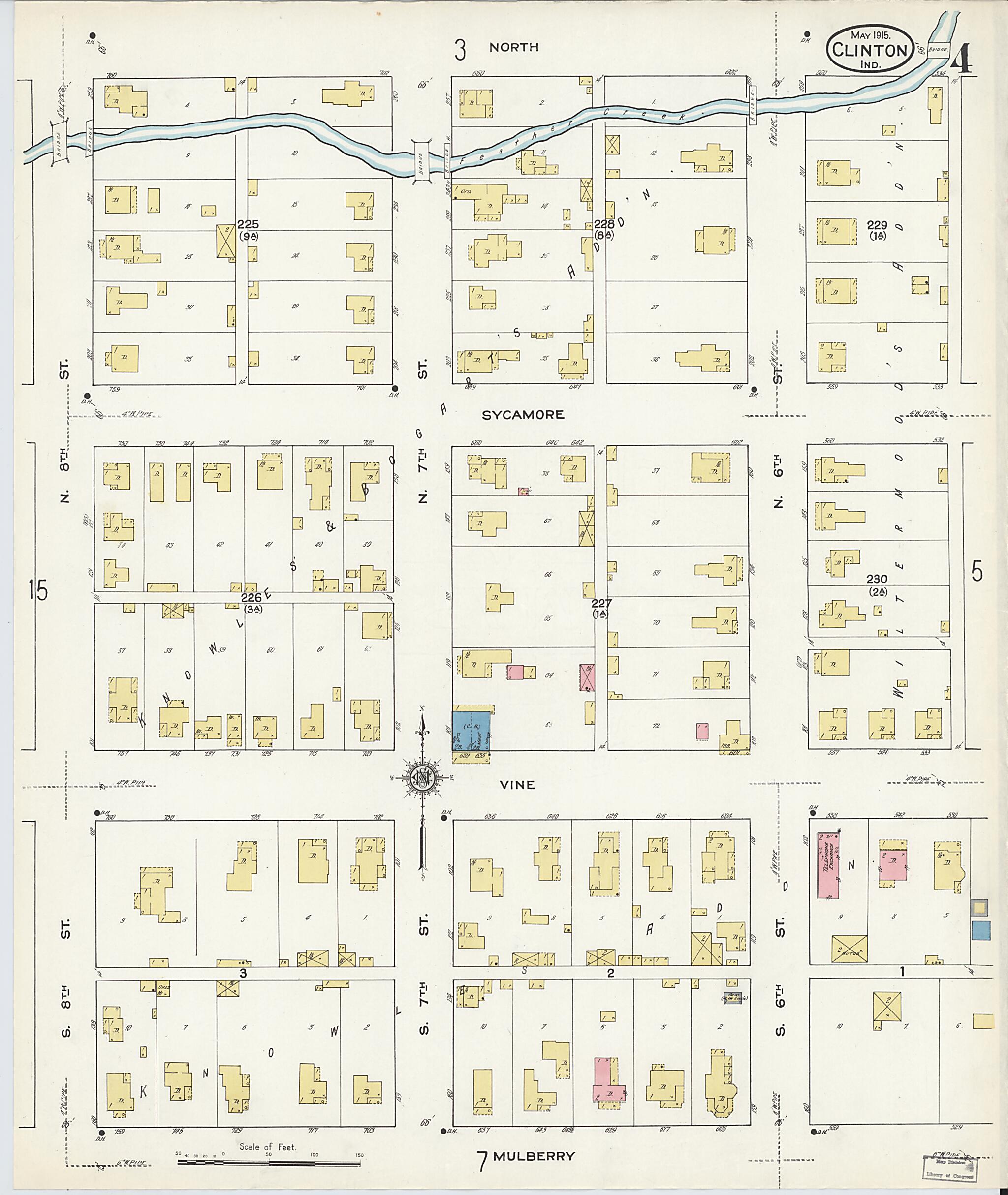 This old map of Clinton, Vermillion County, Indiana was created by Sanborn Map Company in 1915