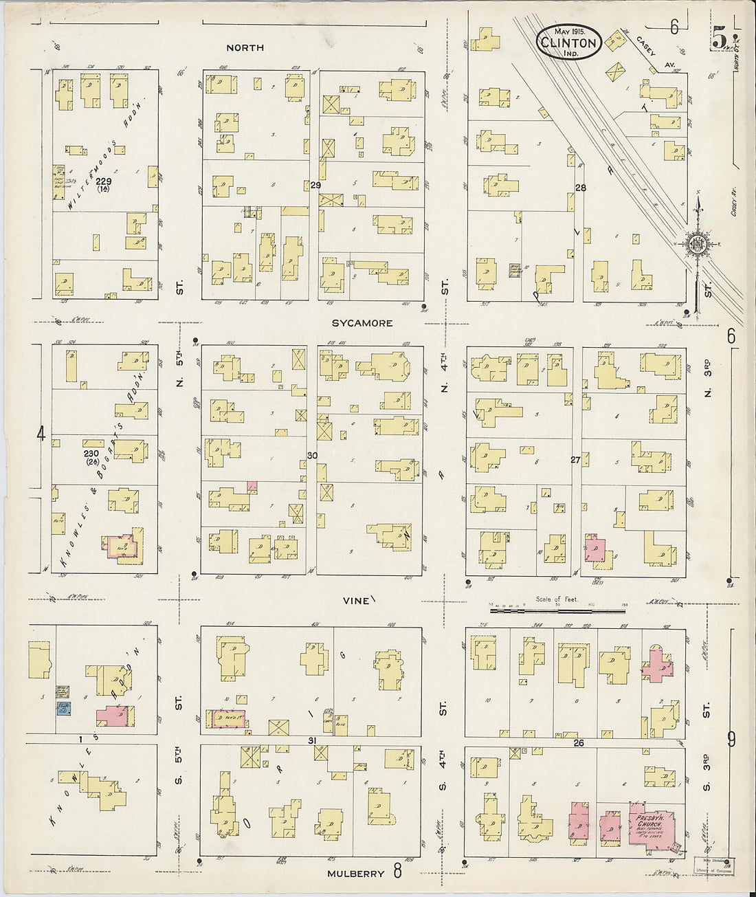 This old map of Clinton, Vermillion County, Indiana was created by Sanborn Map Company in 1915