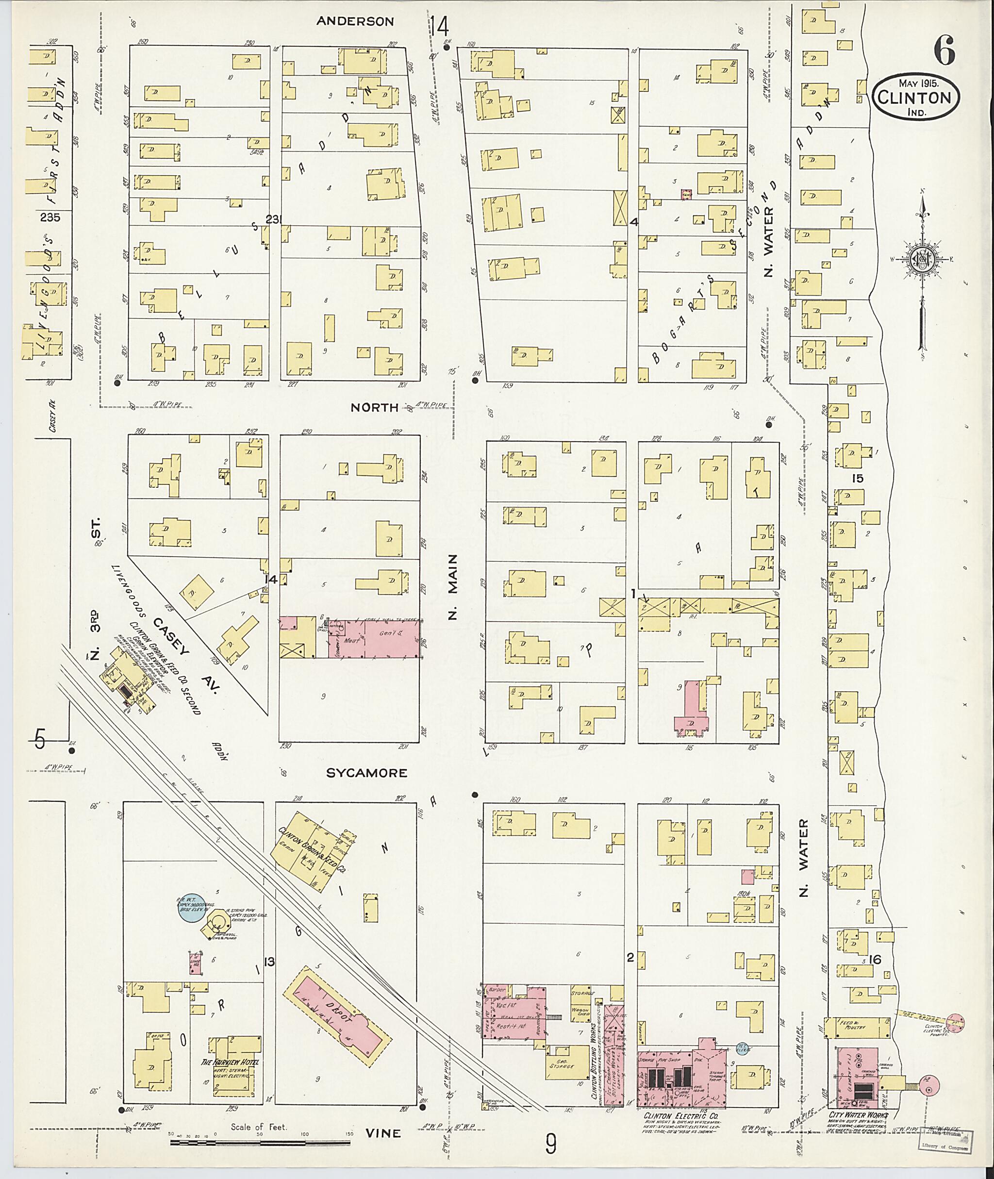 This old map of Clinton, Vermillion County, Indiana was created by Sanborn Map Company in 1915