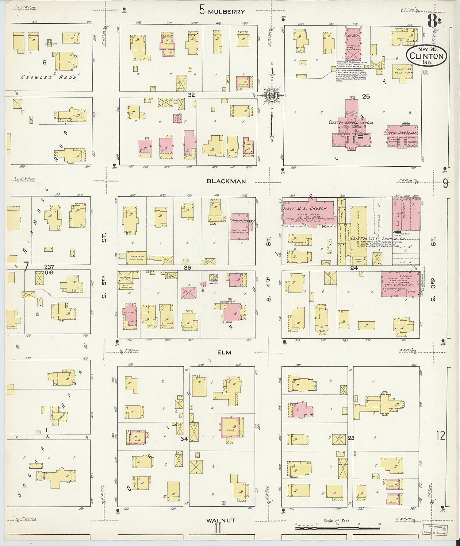 This old map of Clinton, Vermillion County, Indiana was created by Sanborn Map Company in 1915