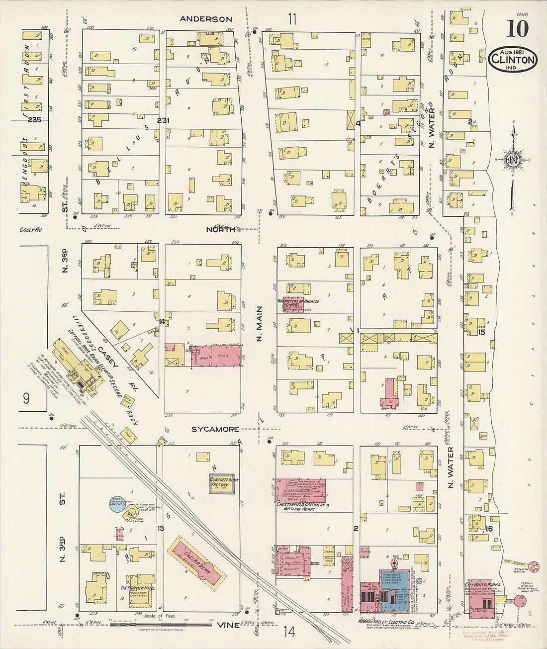 This old map of Clinton, Vermillion County, Indiana was created by Sanborn Map Company in 1921