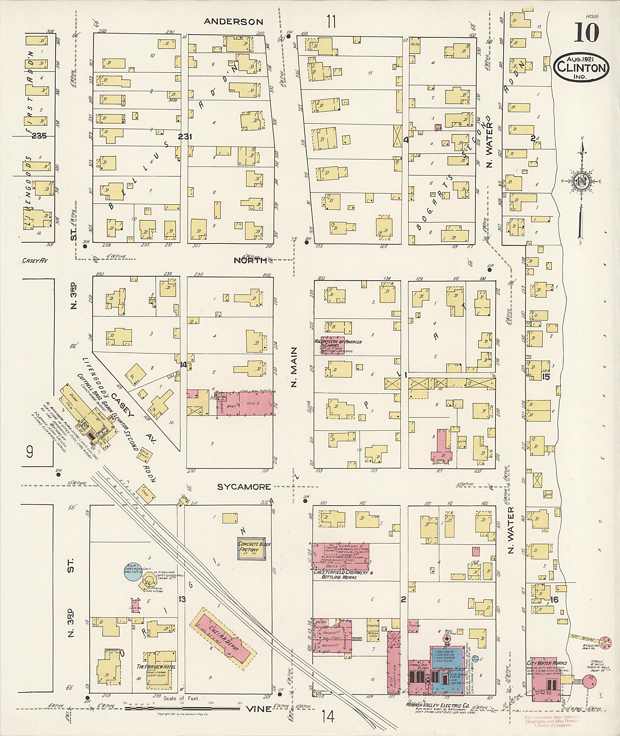 This old map of Clinton, Vermillion County, Indiana was created by Sanborn Map Company in 1921