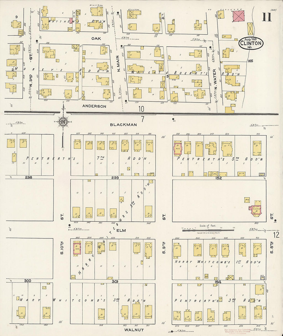 This old map of Clinton, Vermillion County, Indiana was created by Sanborn Map Company in 1921