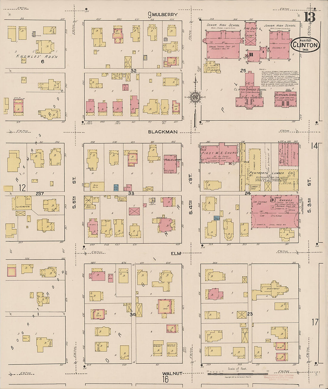 This old map of Clinton, Vermillion County, Indiana was created by Sanborn Map Company in 1921