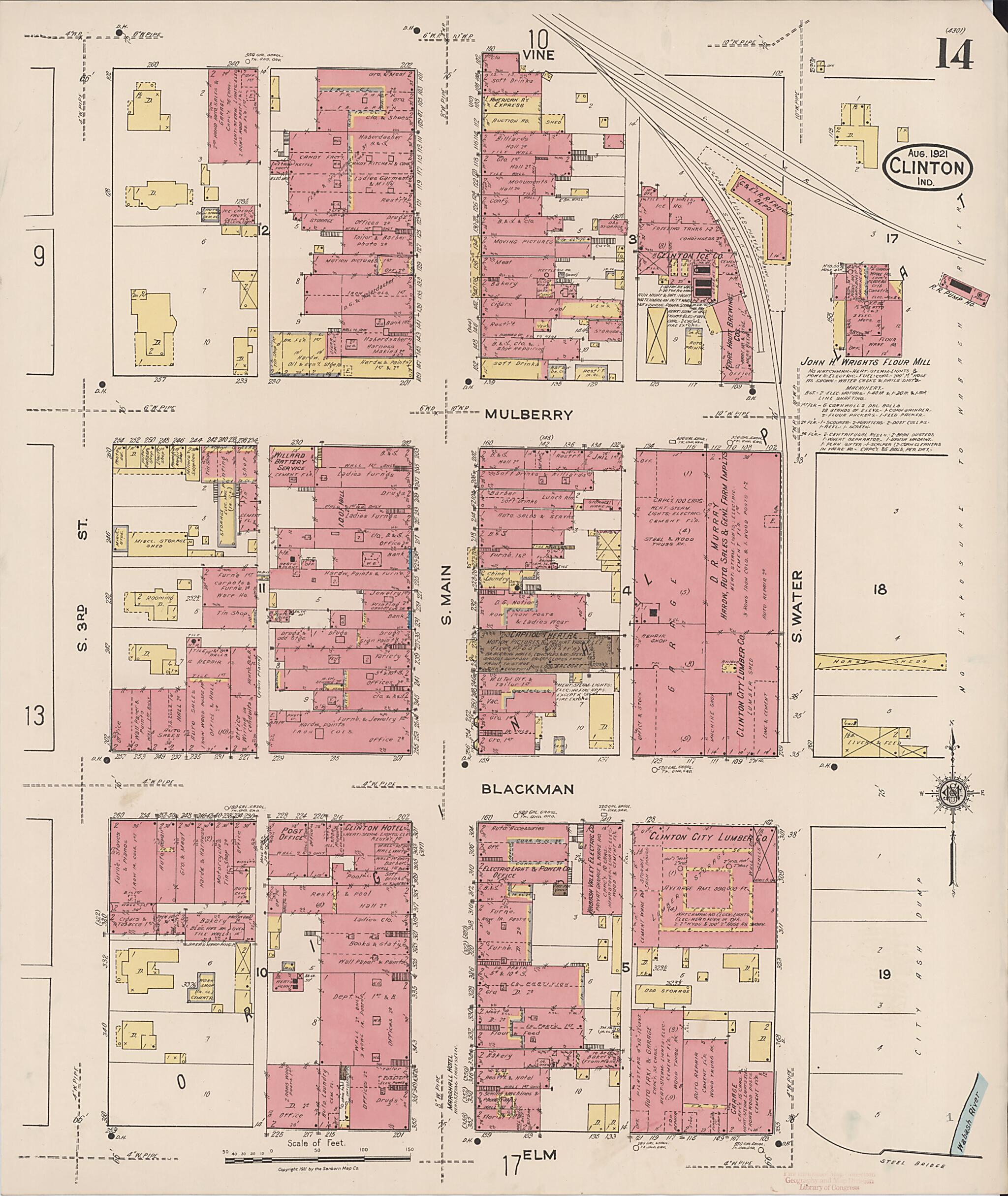 This old map of Clinton, Vermillion County, Indiana was created by Sanborn Map Company in 1921