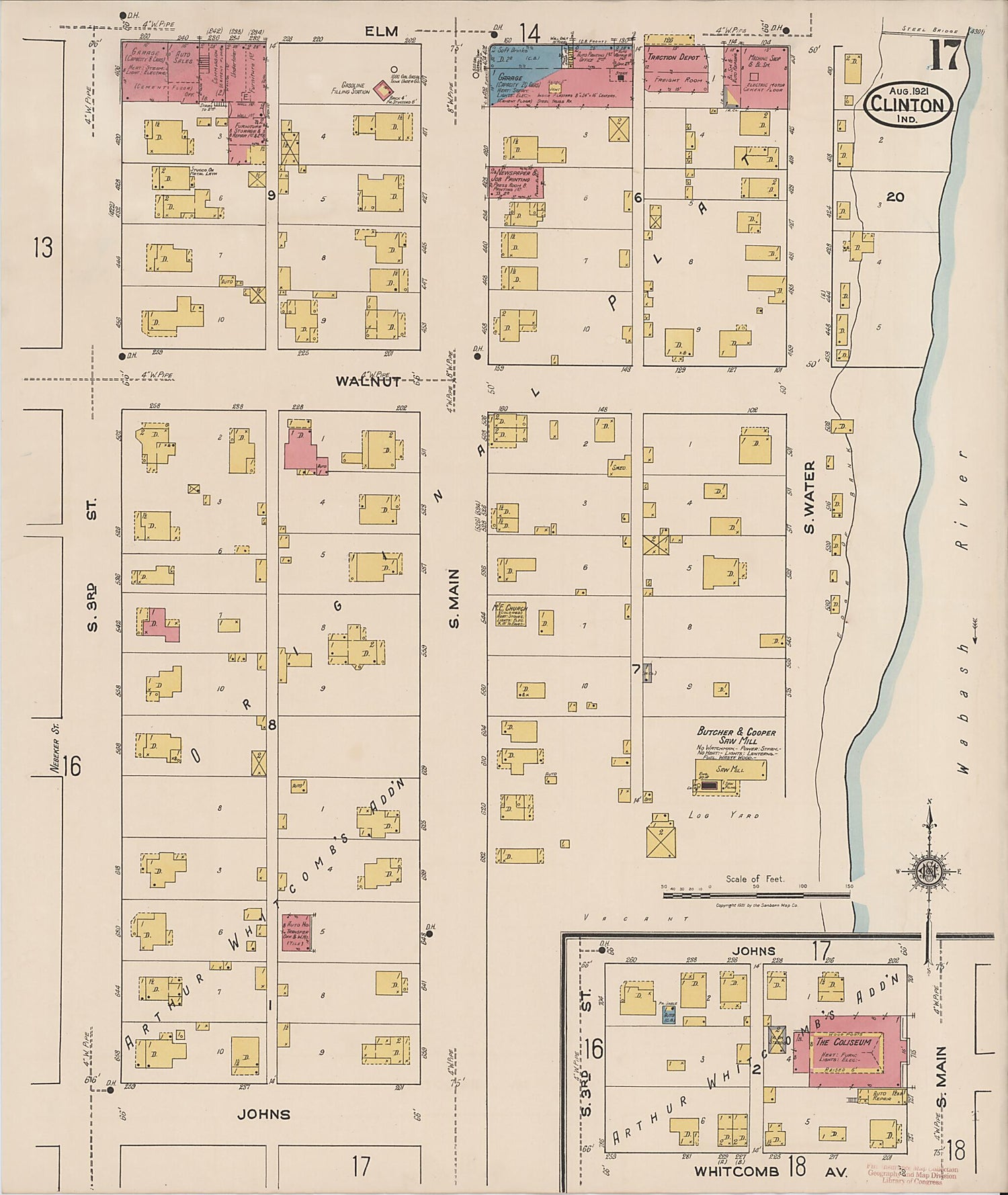 This old map of Clinton, Vermillion County, Indiana was created by Sanborn Map Company in 1921